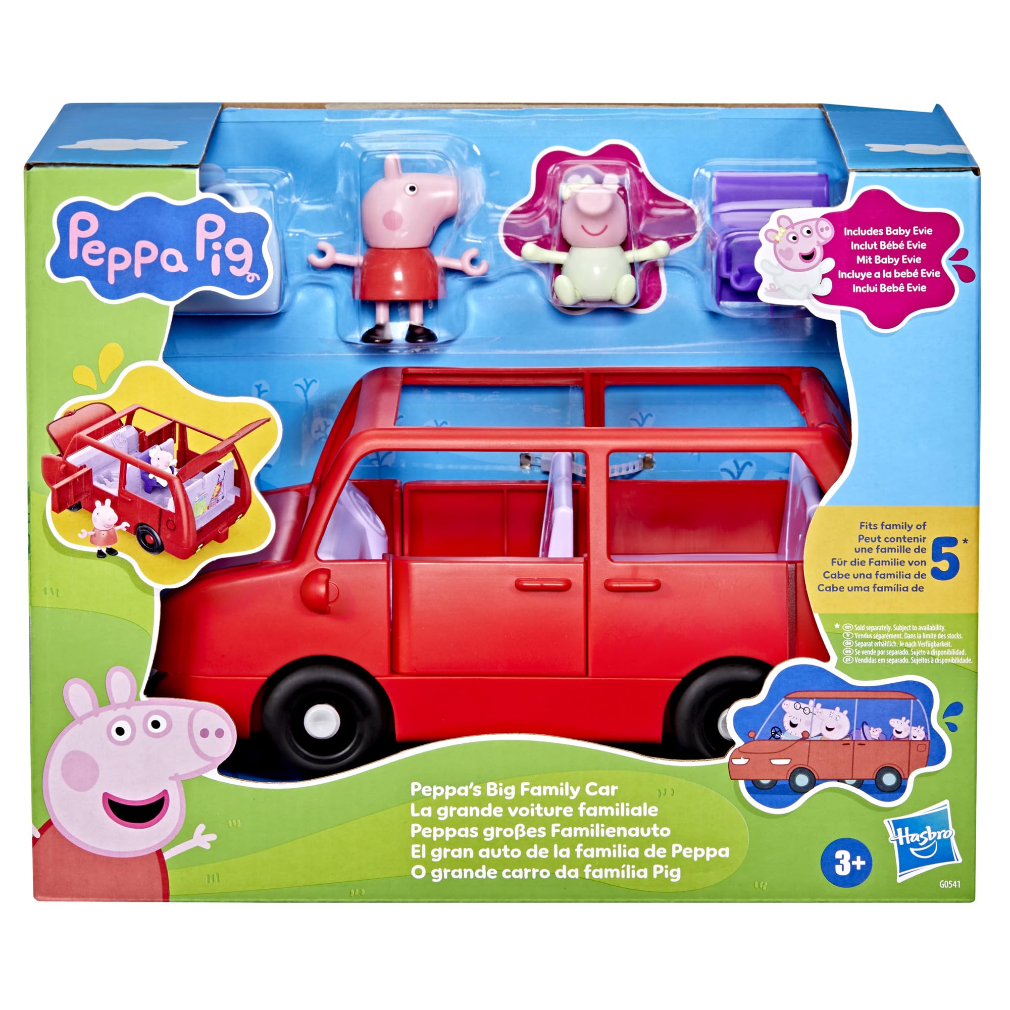 Peppa Pig Peppa's Big Family Car Playset - Red | Includes Peppa & Baby Evie Figures | Ages 3+ 2