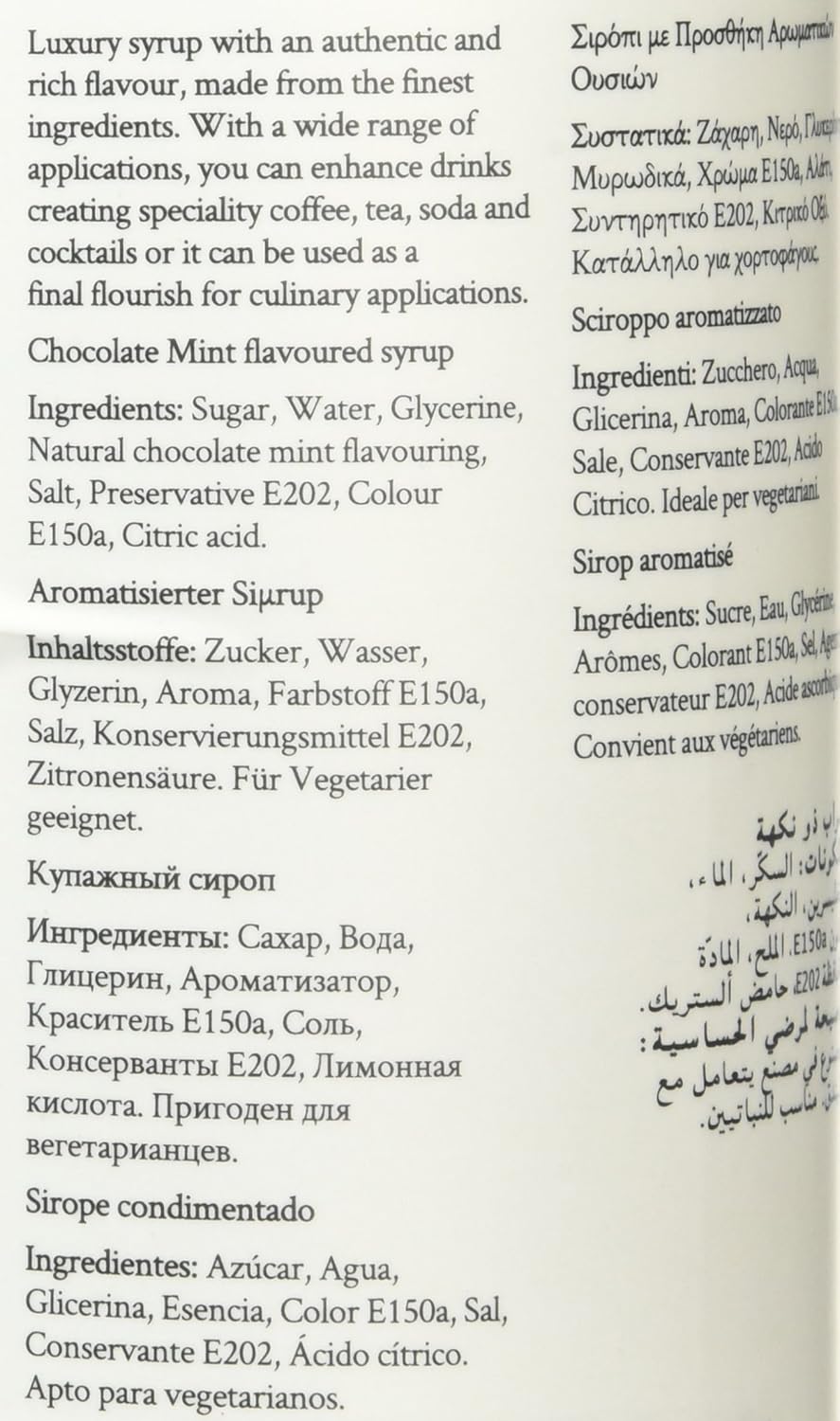 Simply Chocolate Mint Syrup 1 Litre - Vegan, Halal, Nut-Free Flavoured Beverage Syrup 5