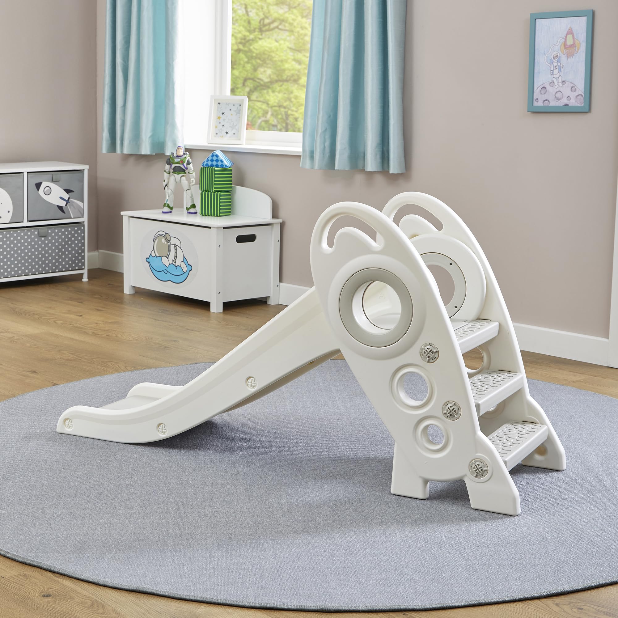 Liberty House Toys Rocket Slide - Toddler First Slide, Indoor/Outdoor Use, White/Grey | H645mm