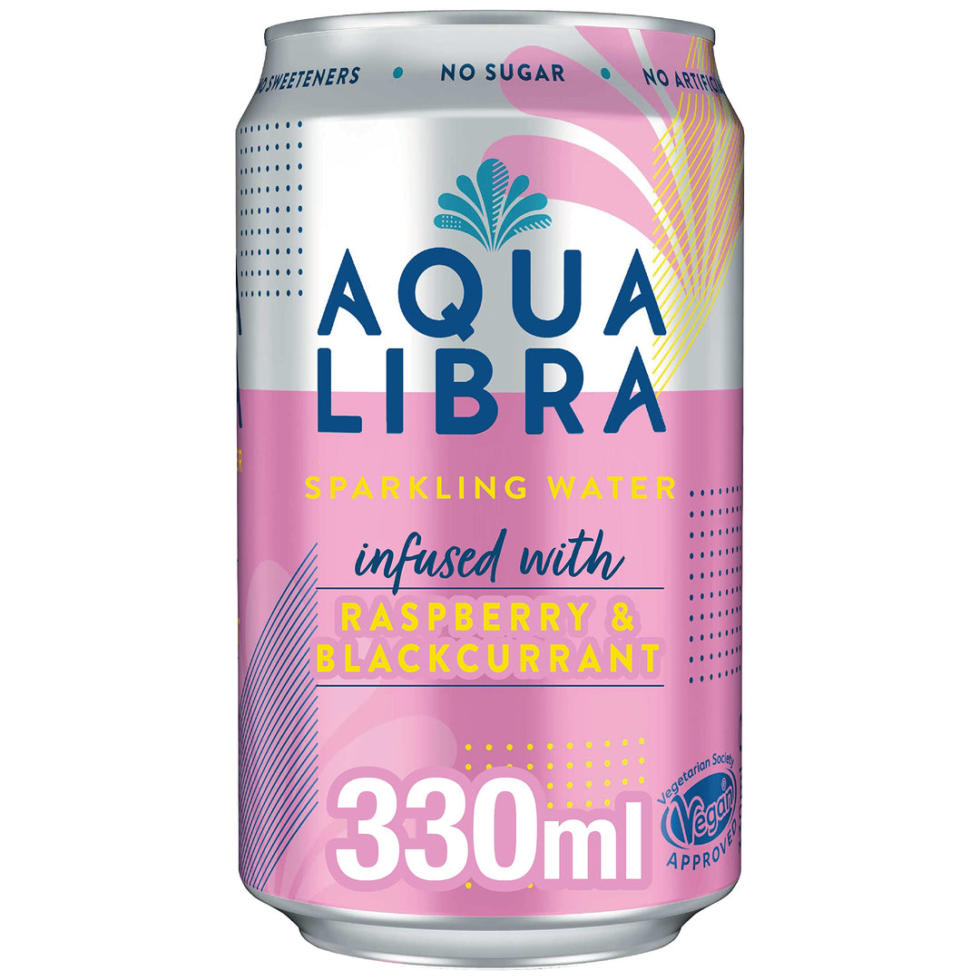 AQUA Libra - Raspberry & Blackcurrant Sparkling Water (4 x 330ml)