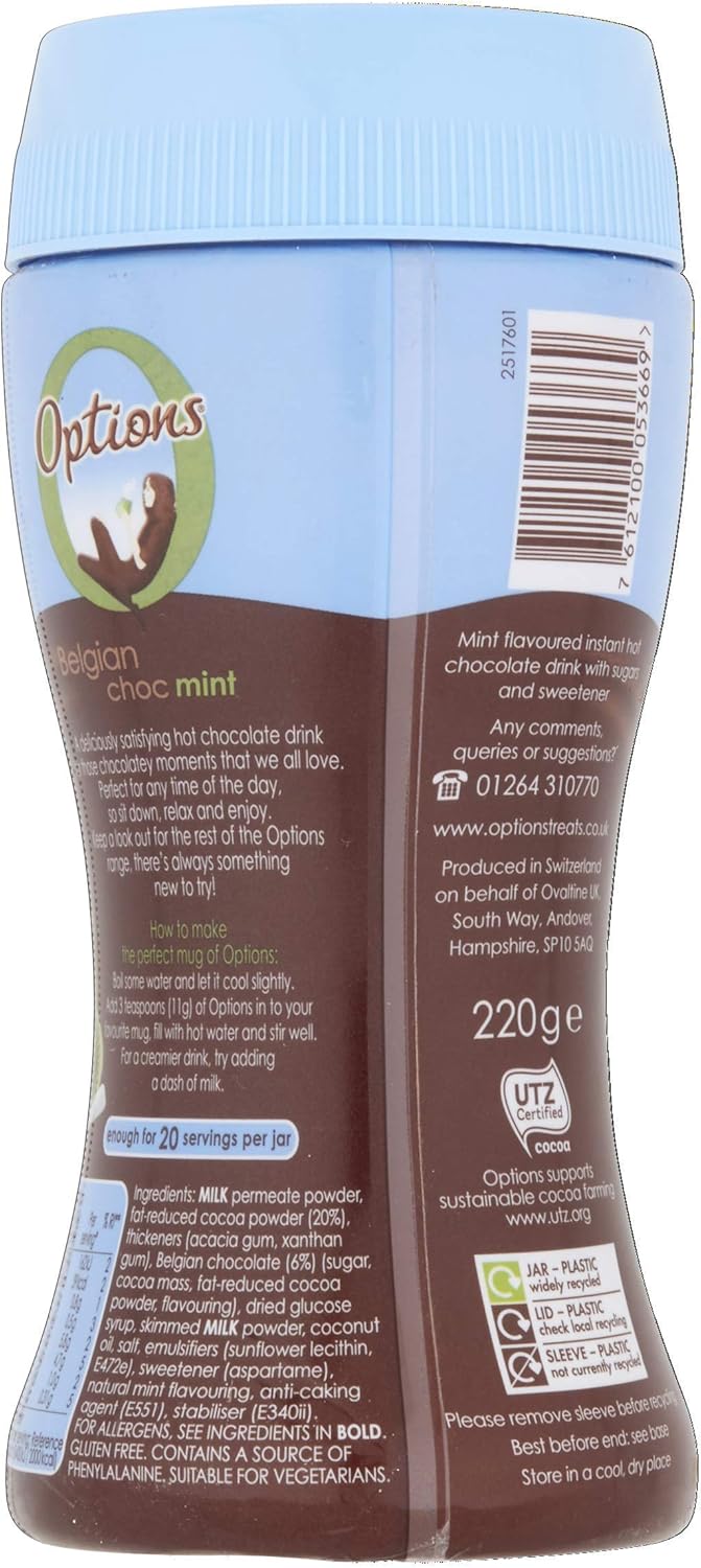 Twinings - Options Mint Hot Chocolate Drink (6 x 220g Jars)