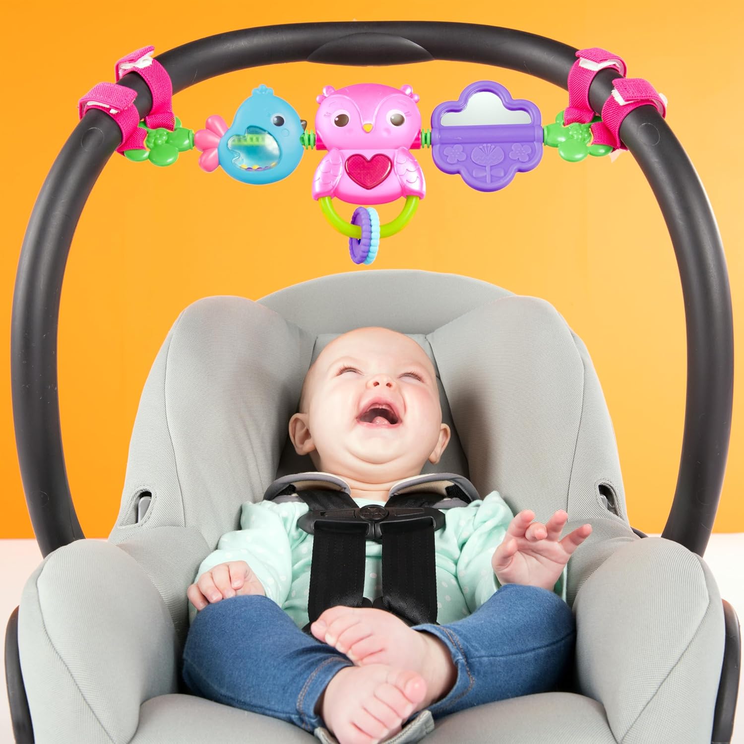 Bright Starts Busy Birdies Carrier Toy Bar - Musical Take-Along with Lights & Activities 5