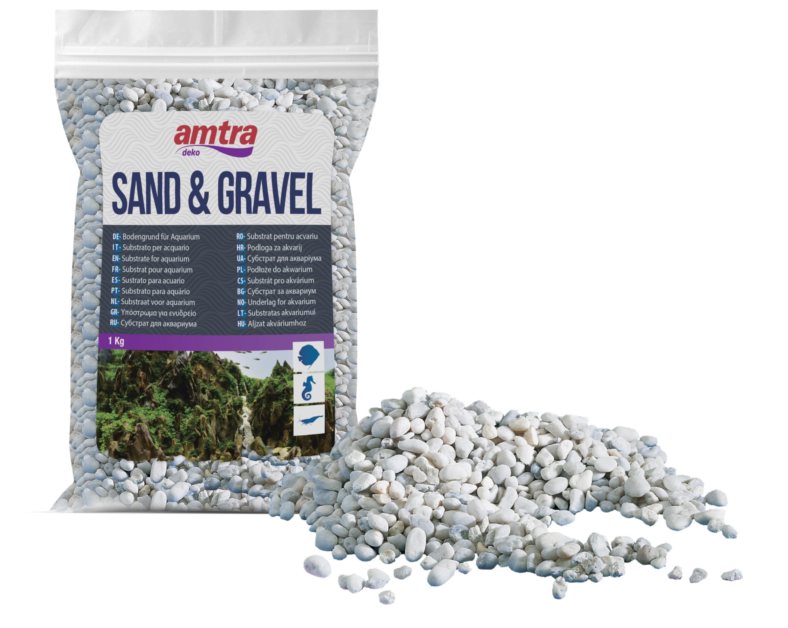 Amtra Natural Aquarium Gravel - Coarse White Grains | 1kg Bag