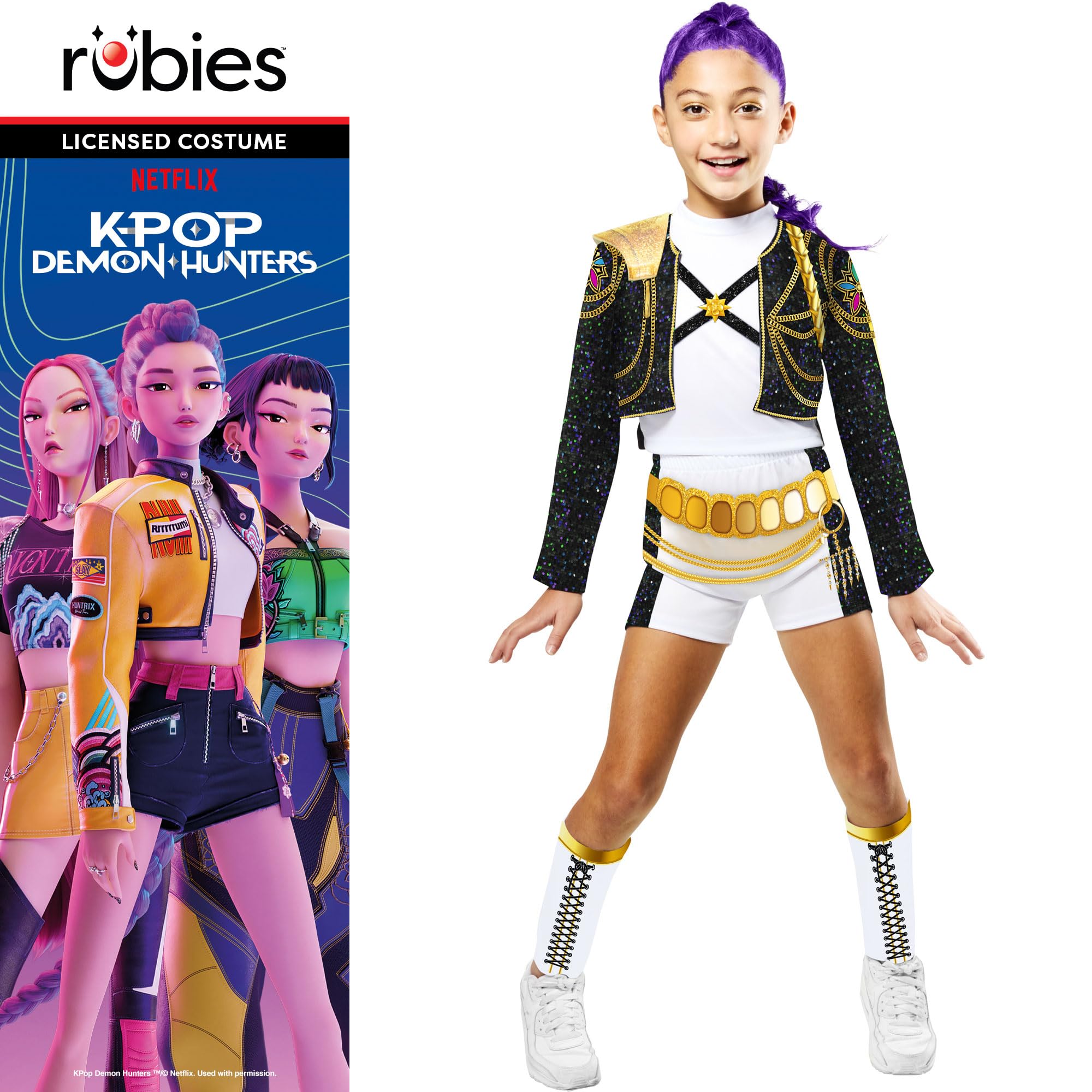 Rubies Official K-Pop Demon Hunters Rumi Golden Child Costume - Kids Size 7-8 Years 5