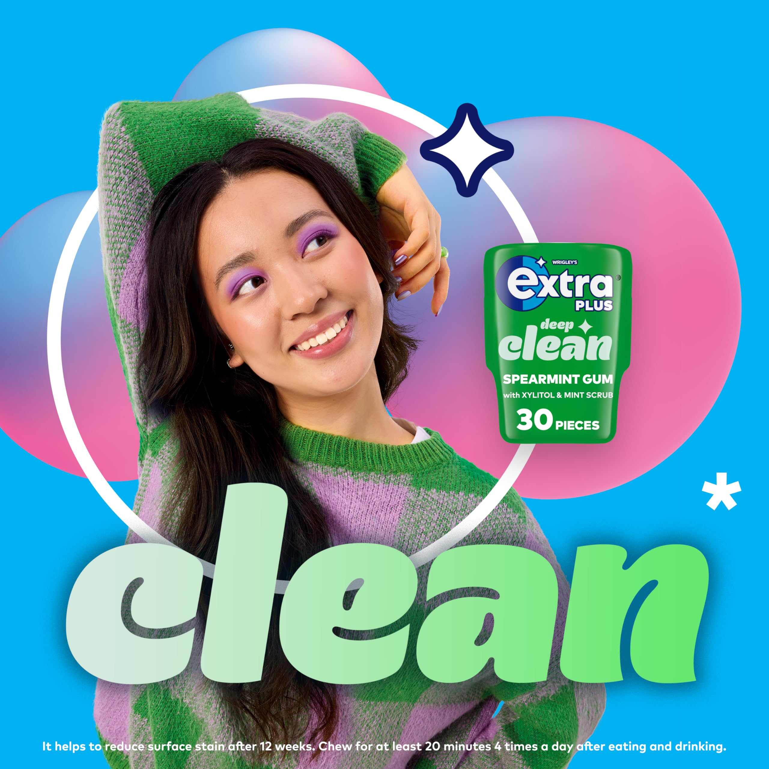 Extra Deep Clean Mint Scrub Sugar Free Chewing Gum | 30 Pieces Bottle 4
