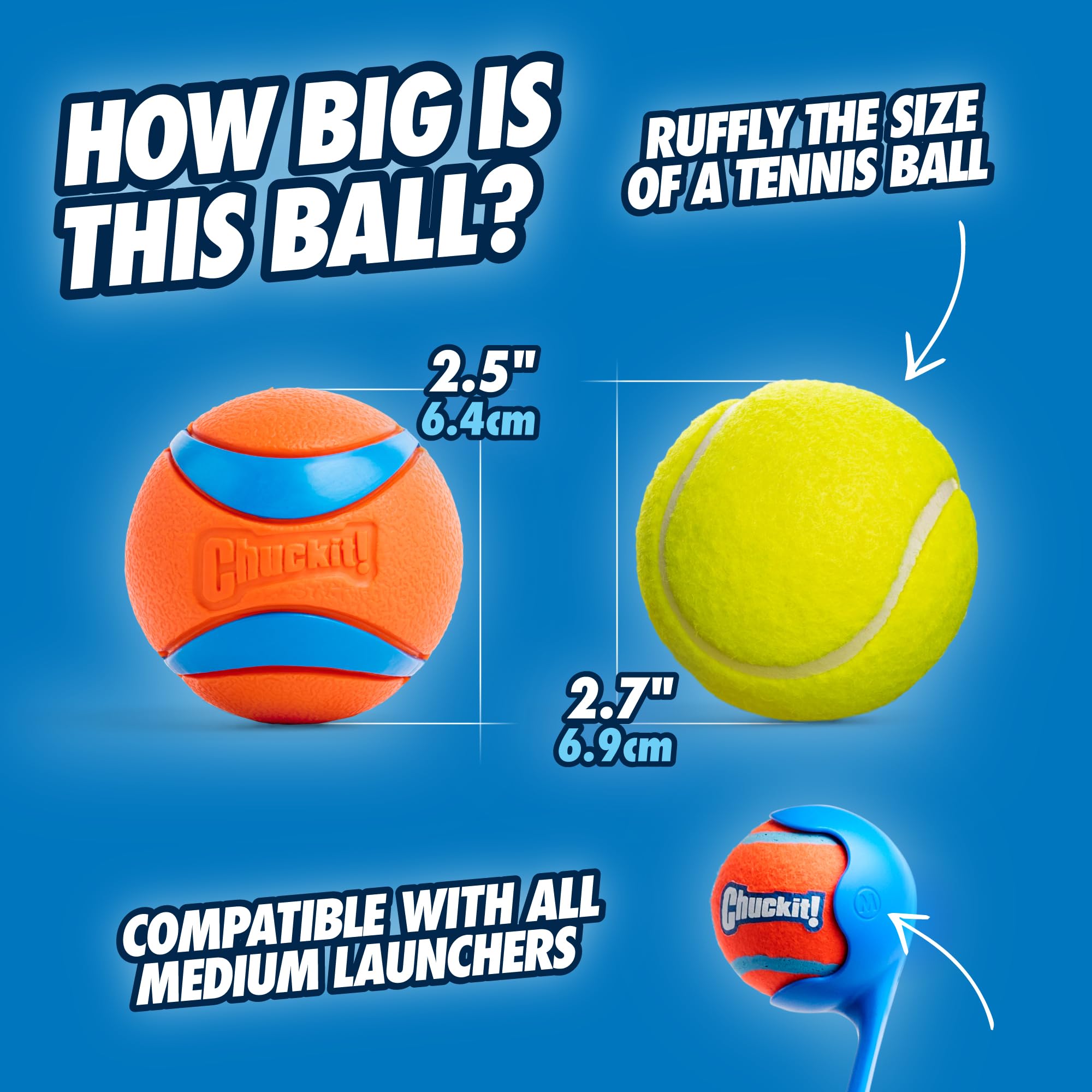 Chuckit! Ultra Ball - Durable High Bounce Rubber Dog Ball for Fetch | Launcher Compatible | Medium (2 Pack) 3