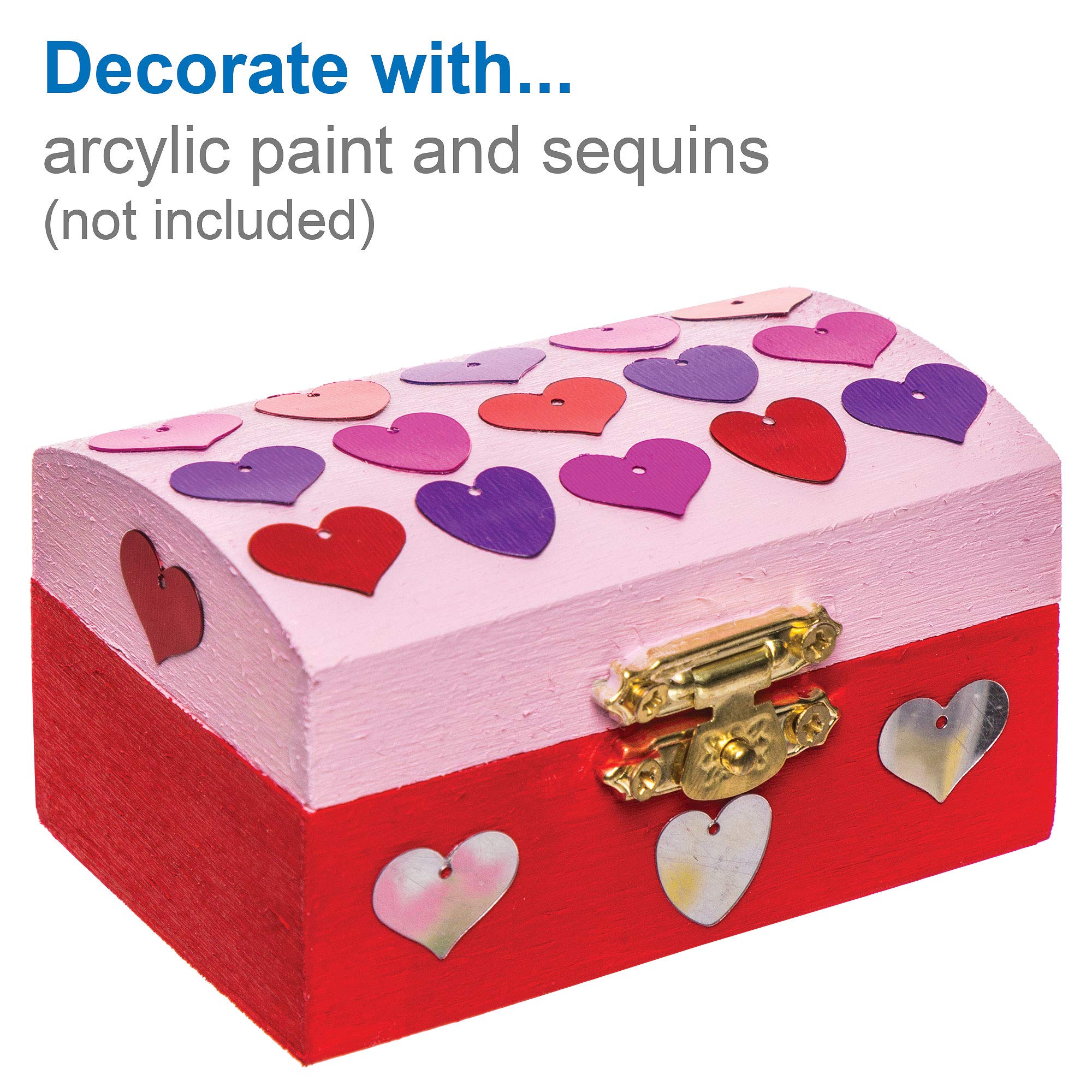 Baker Ross ET127 Mini Wooden Jewellery Box Treasure Chests - Pack of 4, 8cm x 5cm | Craft Kit 8