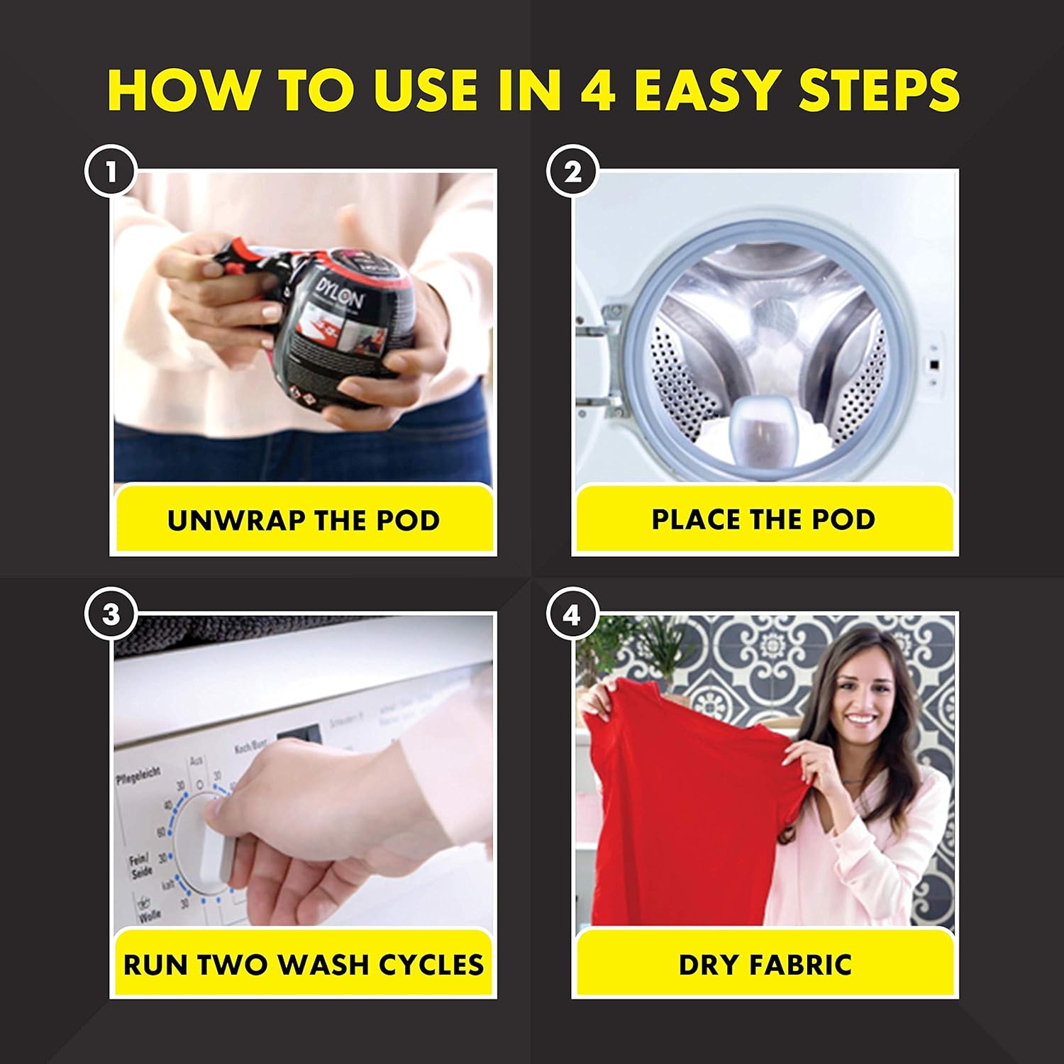 Dylon Washing Machine Fabric Dye Pod - Smoke Grey, 350g 3