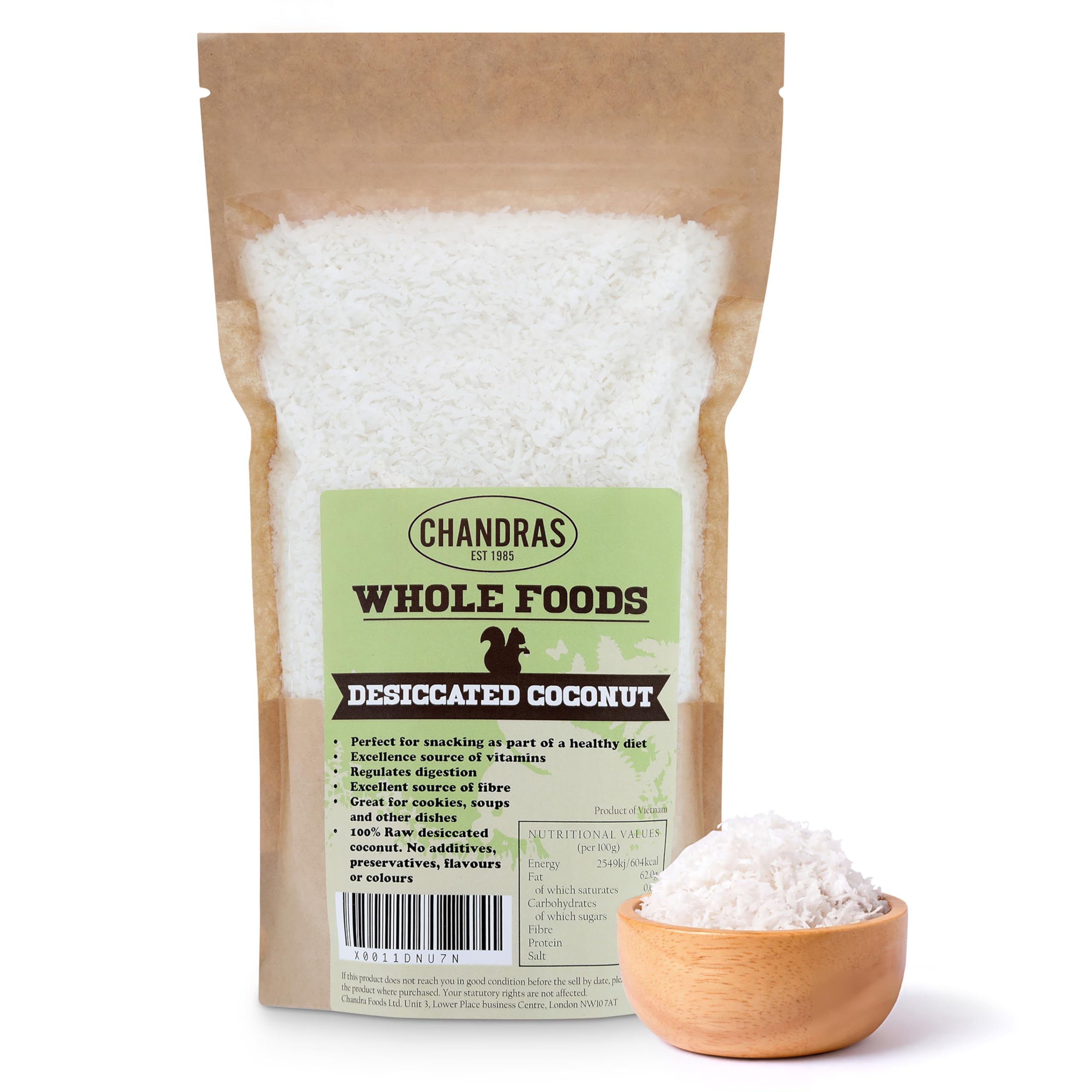 CHANDRA Desiccated Coconut Flakes - 1KG Low-GI, Gluten-Free, Vegan | Keto & Paleo Friendly
