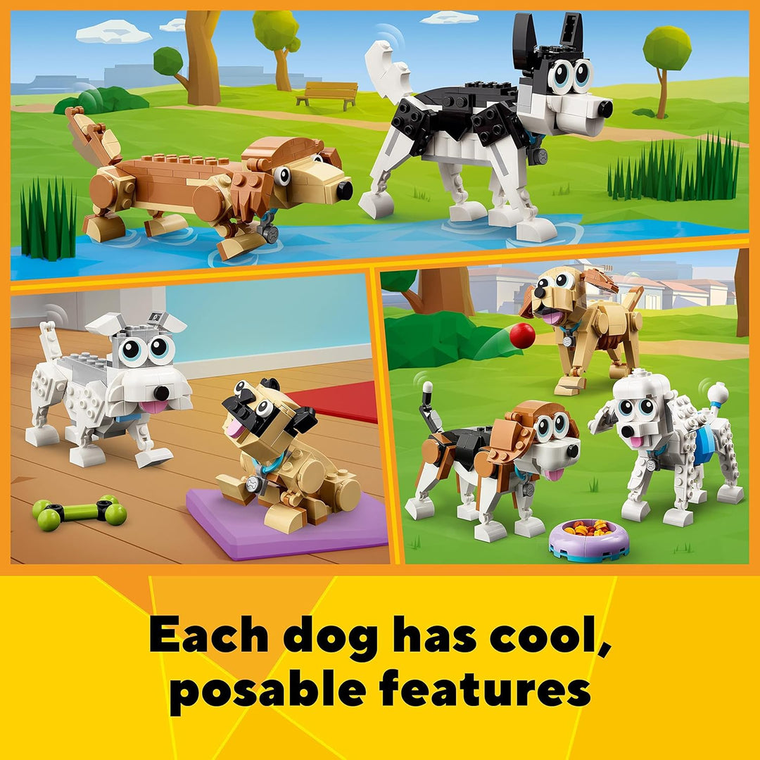 LEGO Creator 3 in 1 Adorable Dogs Building Set - 7 Breed Figures for Kids 7+