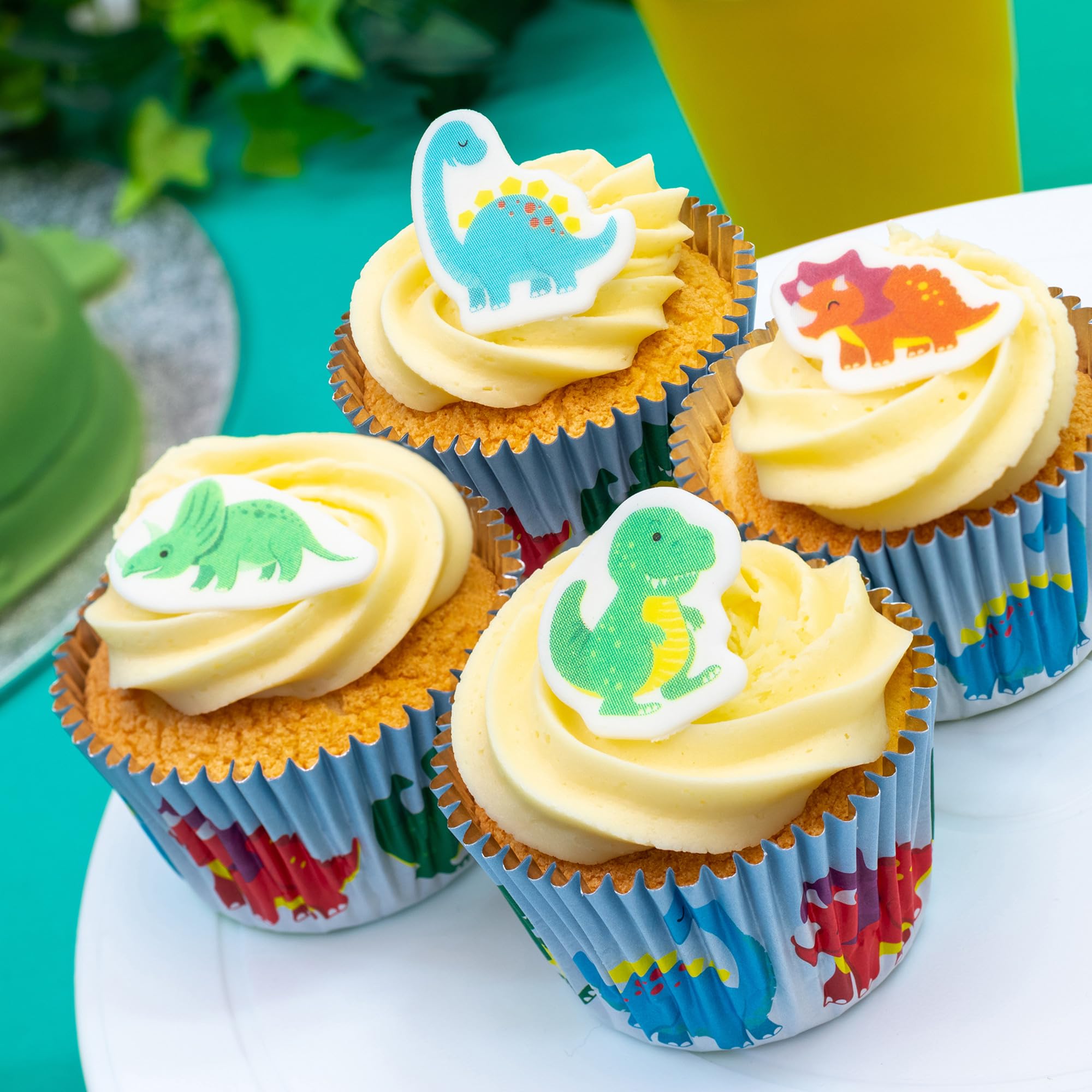 Culpitt Dinosaur Sugar Decorations - 32 Edible Cupcake Toppers | Fondant Icing | 25mm-35mm 4