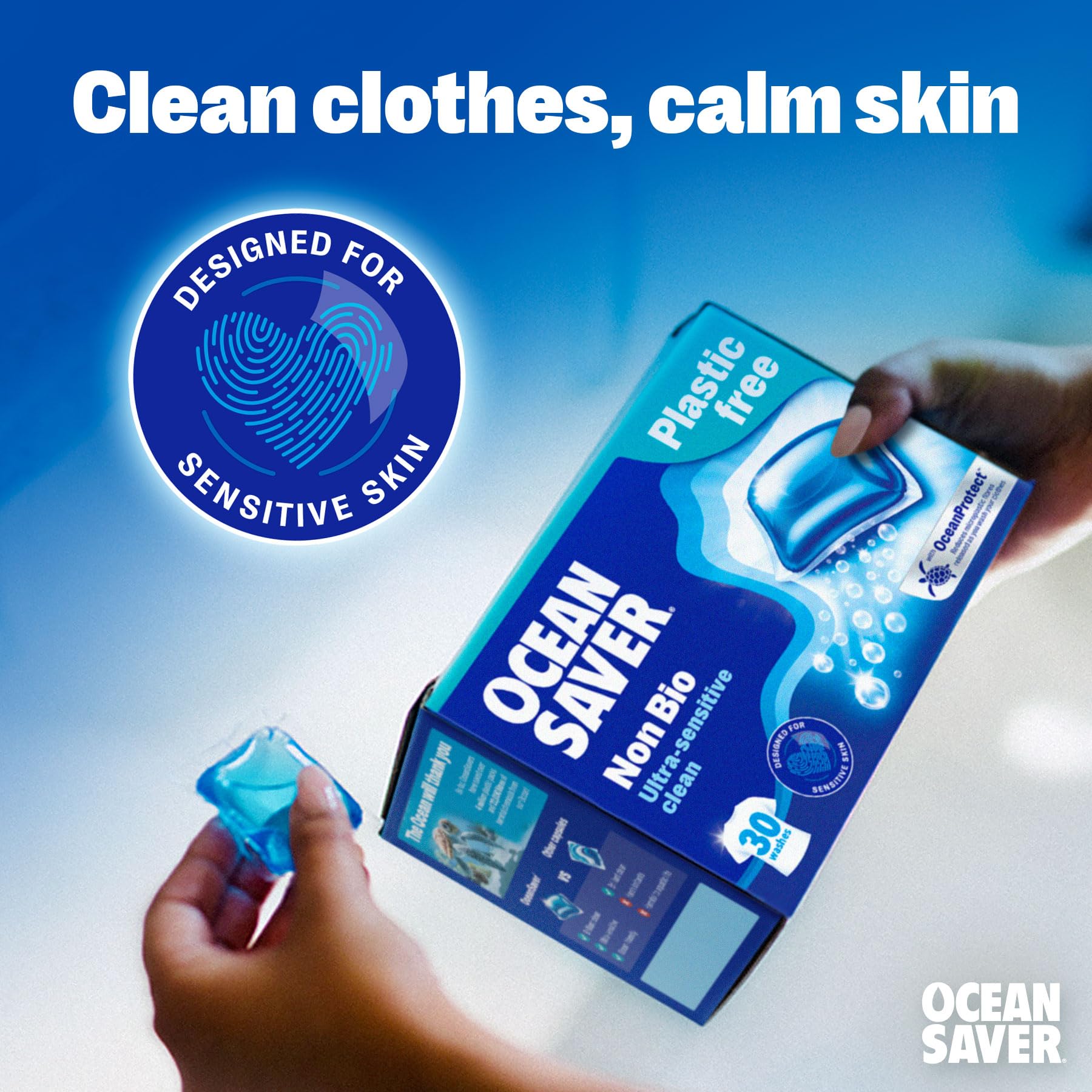 OceanSaver - Eco Non-Bio Laundry Detergent Washing Capsules 30 Washes 5