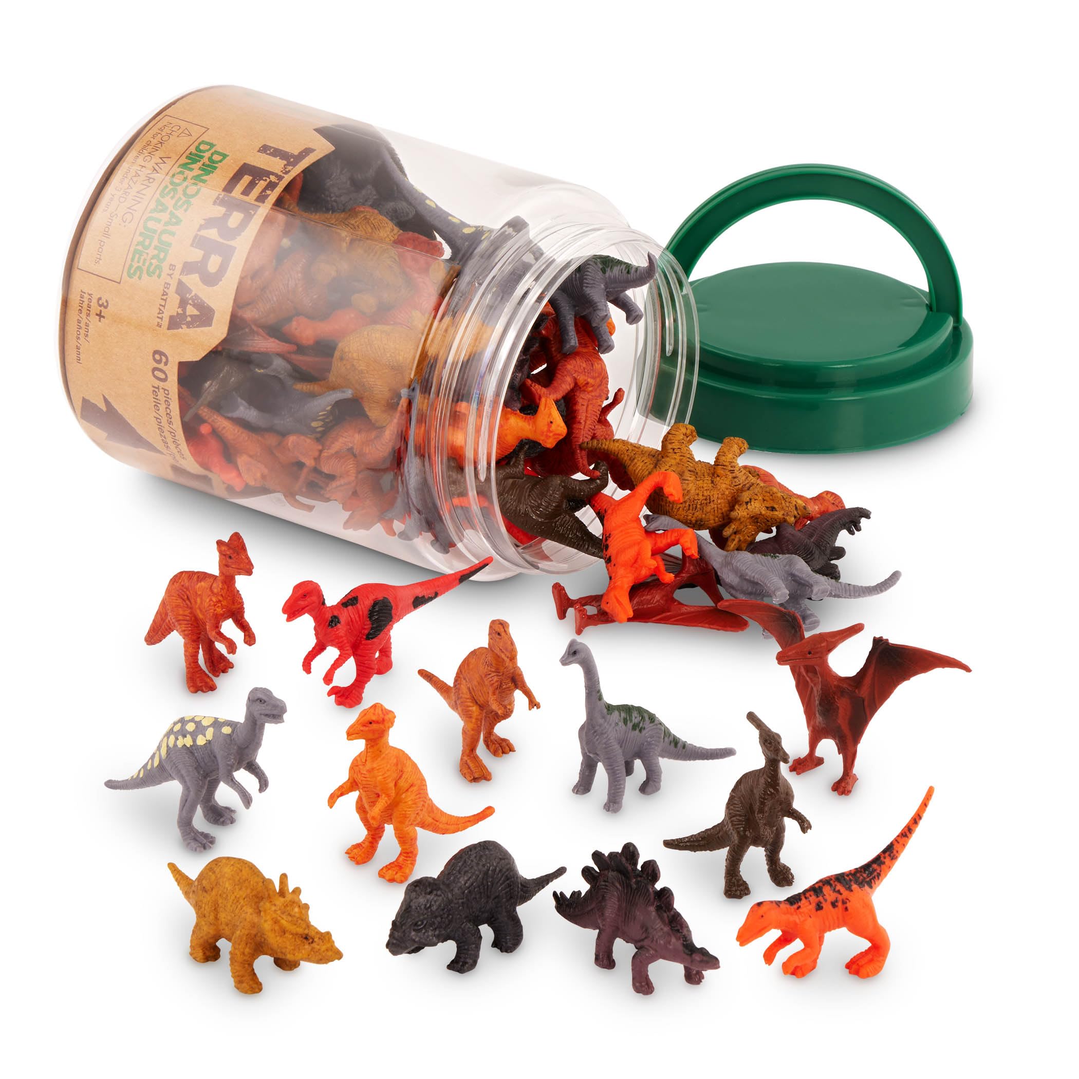 Terra by Battat 60-Piece Miniature Dinosaur Figures Tube | Assorted Plastic Animals for Ages 3+