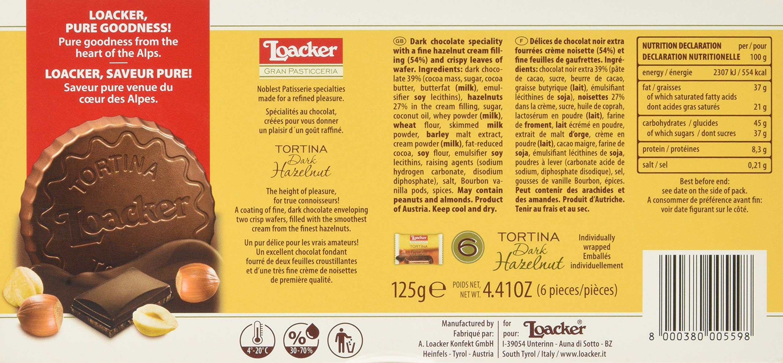 Loacker Dark Tortina Wafers, 125 g 3
