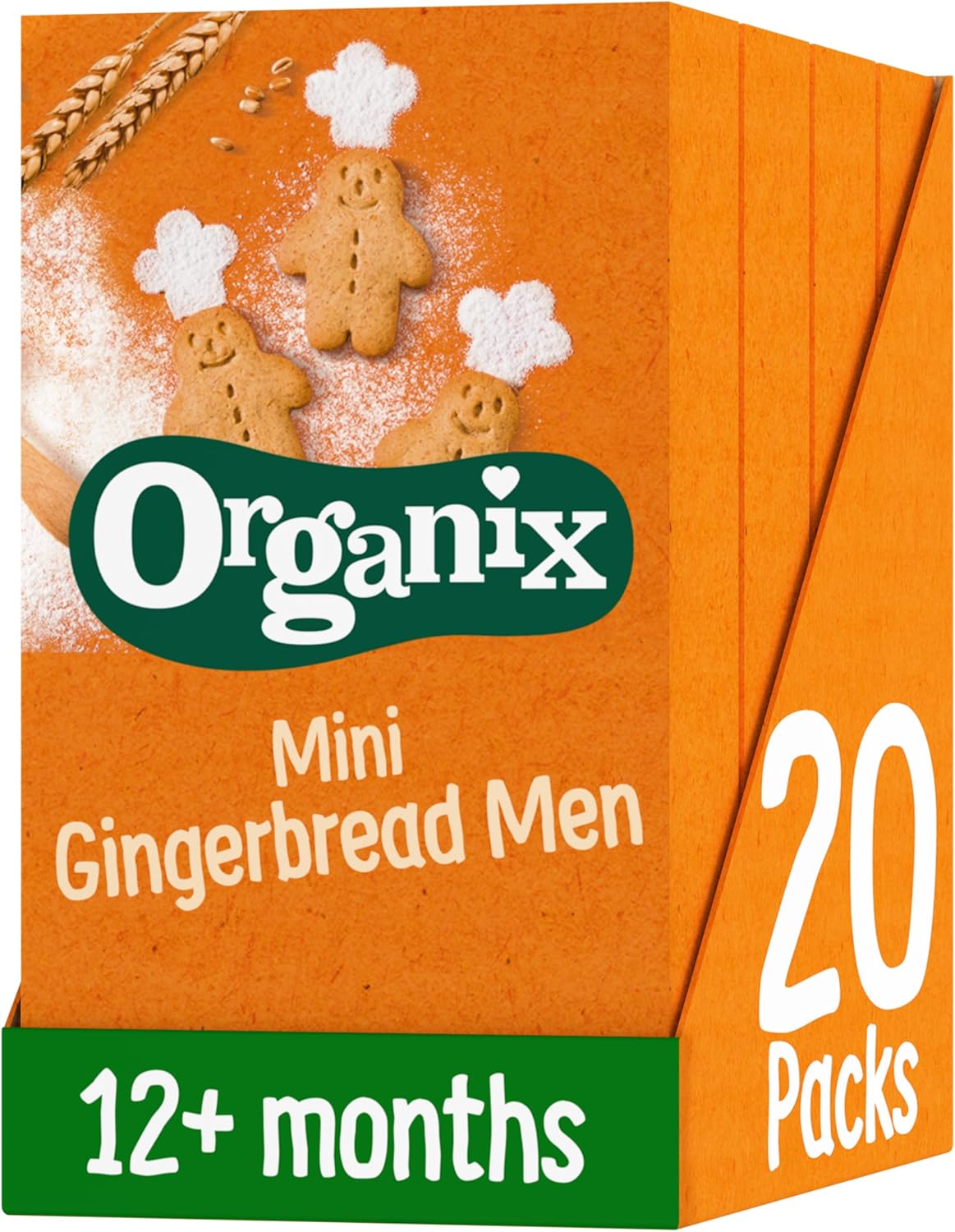 Organix Mini Gingerbread Men Organic Toddler Snack Biscuits Multipack, No Added Salt, 500g