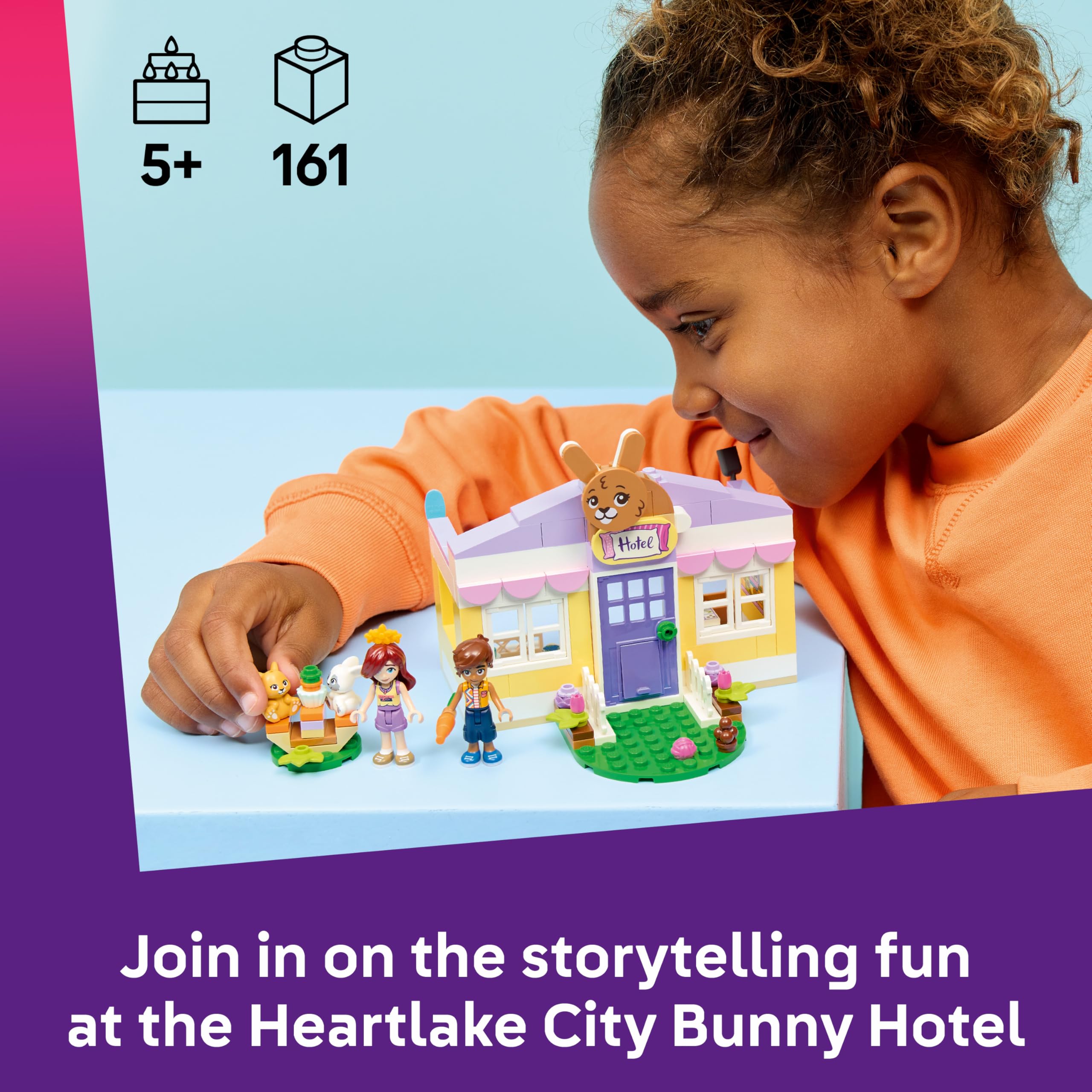 LEGO Friends Heartlake City Bunny Hotel Building Set - 2 Mini Dolls, 2 Animal Figures, Ages 5+