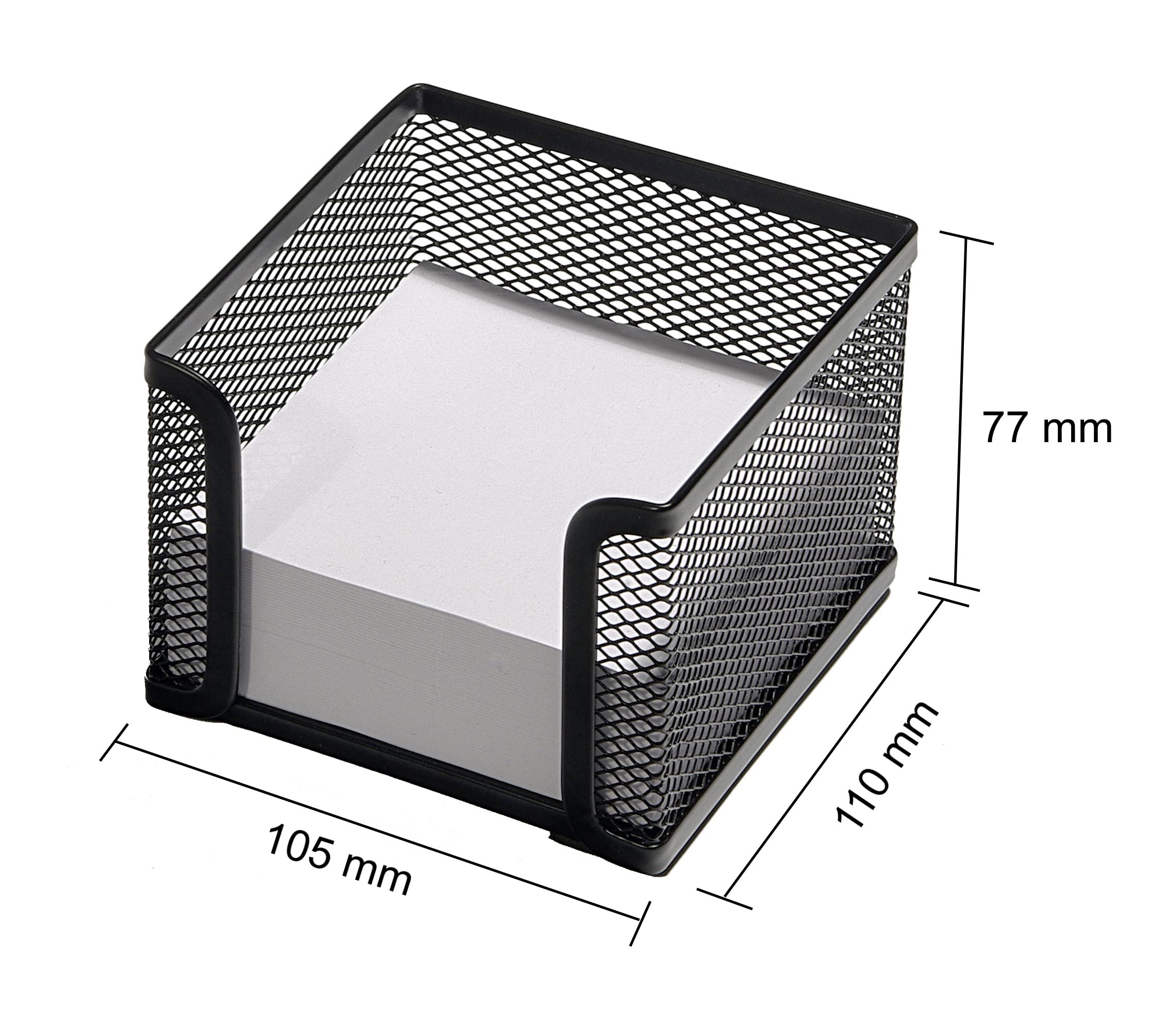 Osco Wiremesh Memo Pad Holder - Holds 400 Sheets | Black Metal | Compact 77x105x110mm 3