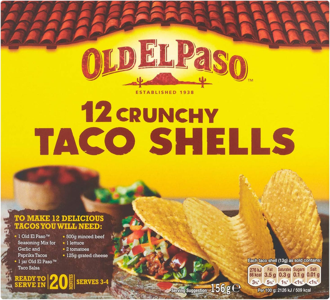 Old El Paso Original Hard and Crunchy Taco Shells 156 g (Pack of 8)