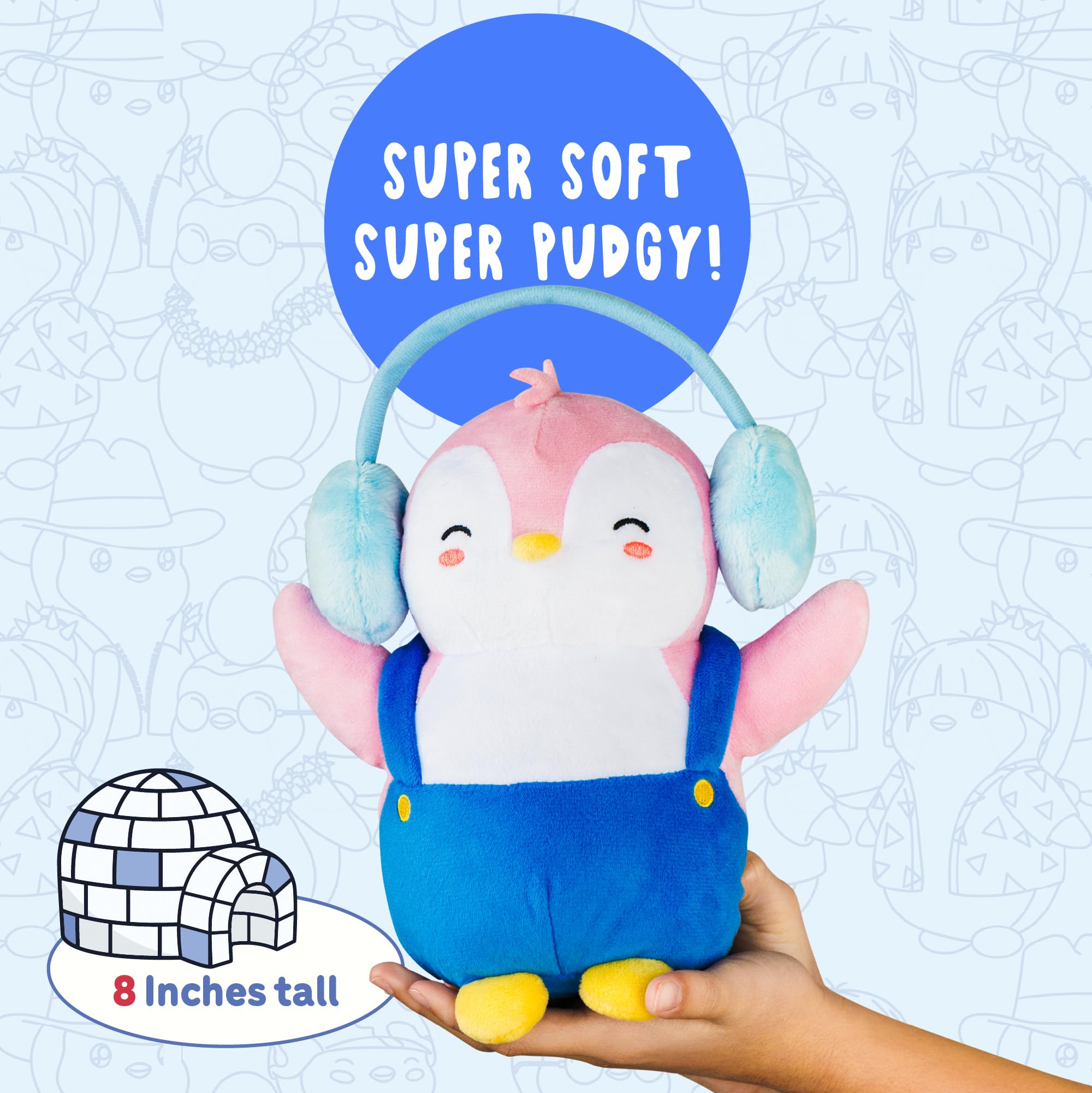 Pudgy Penguins Plush Buddy with Earmuffs - 20cm Soft Stuffed Animal Toy