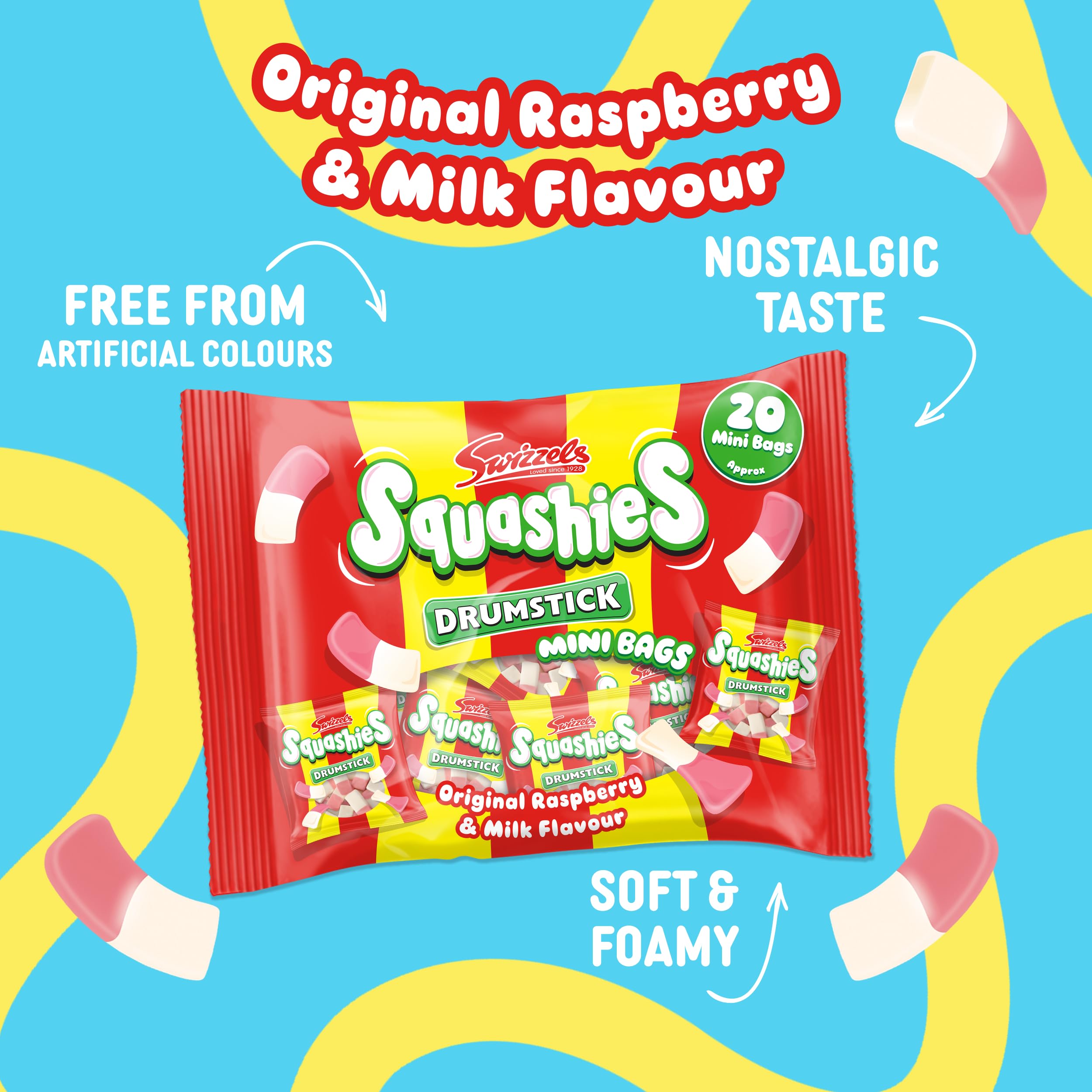 Swizzels Drumstick Squashiest Mini Bags, 280g Multipack 10