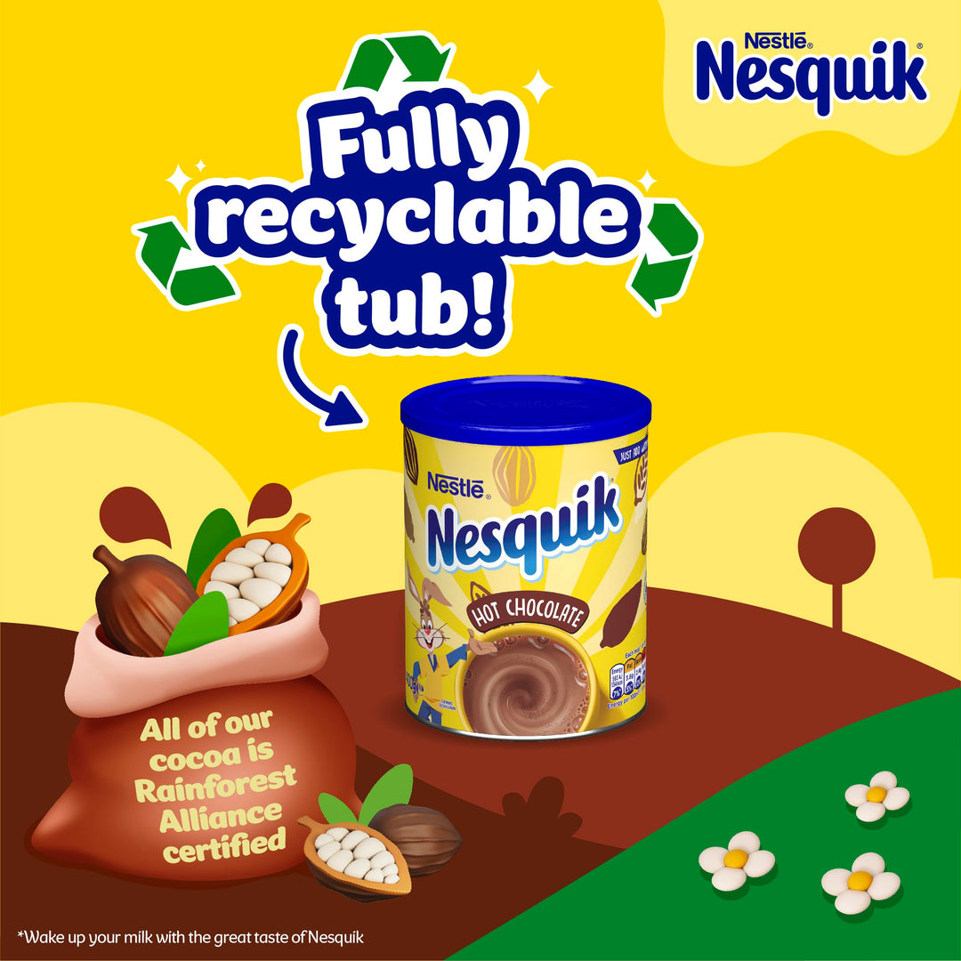 Nesquik Hot Chocolate Powder 400g - Gluten Free, No Artificial Ingredients, Sustainably Sourced Cocoa