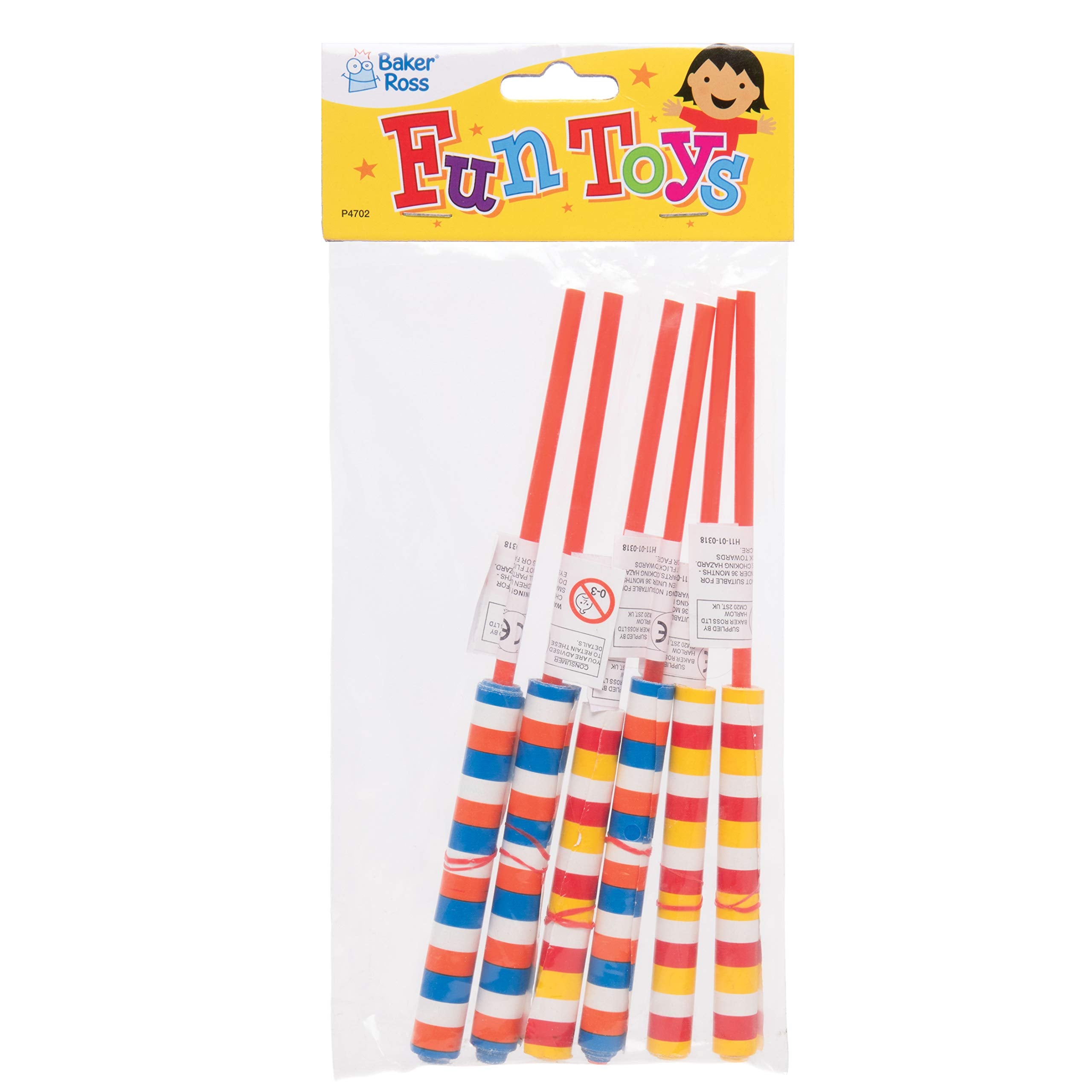 Baker Ross Paper Sword Flickers (Pack of 6) - Coiled Paper Toy | 20 cm Length | Assorted Designs 6