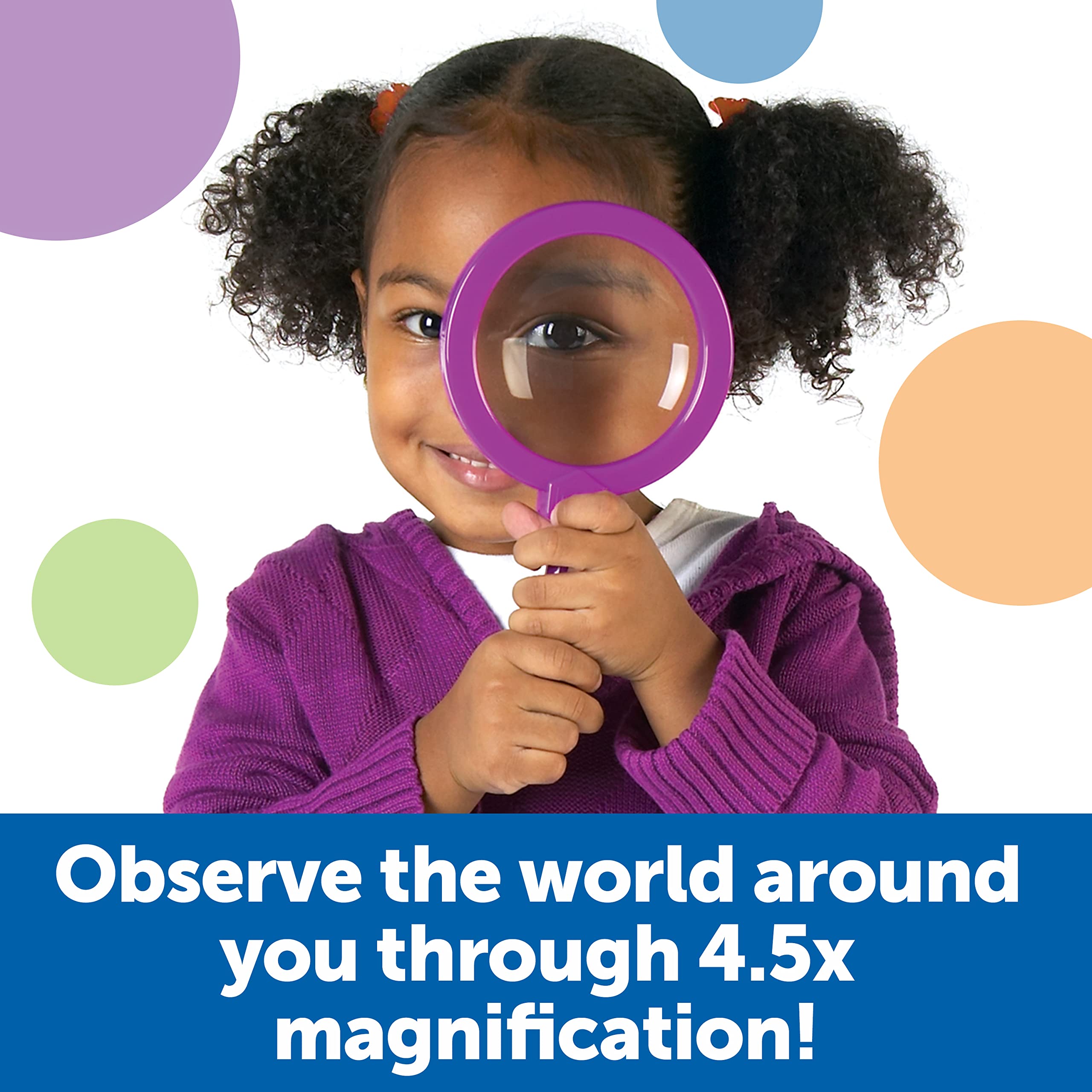 Learning Resources Jumbo Magnifiers - 4.5x Magnification Set of 6 for Kids 9