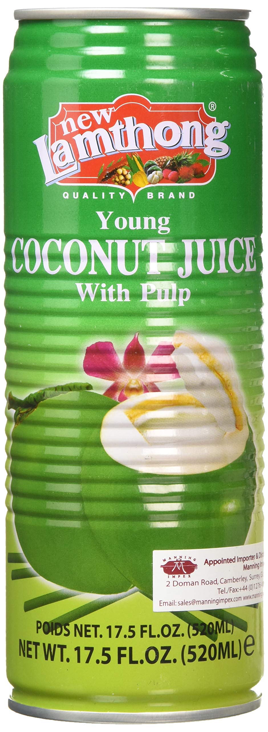 New Lamthong Young Coconut Juice with Pulp - Refreshing Hydration | 520ml