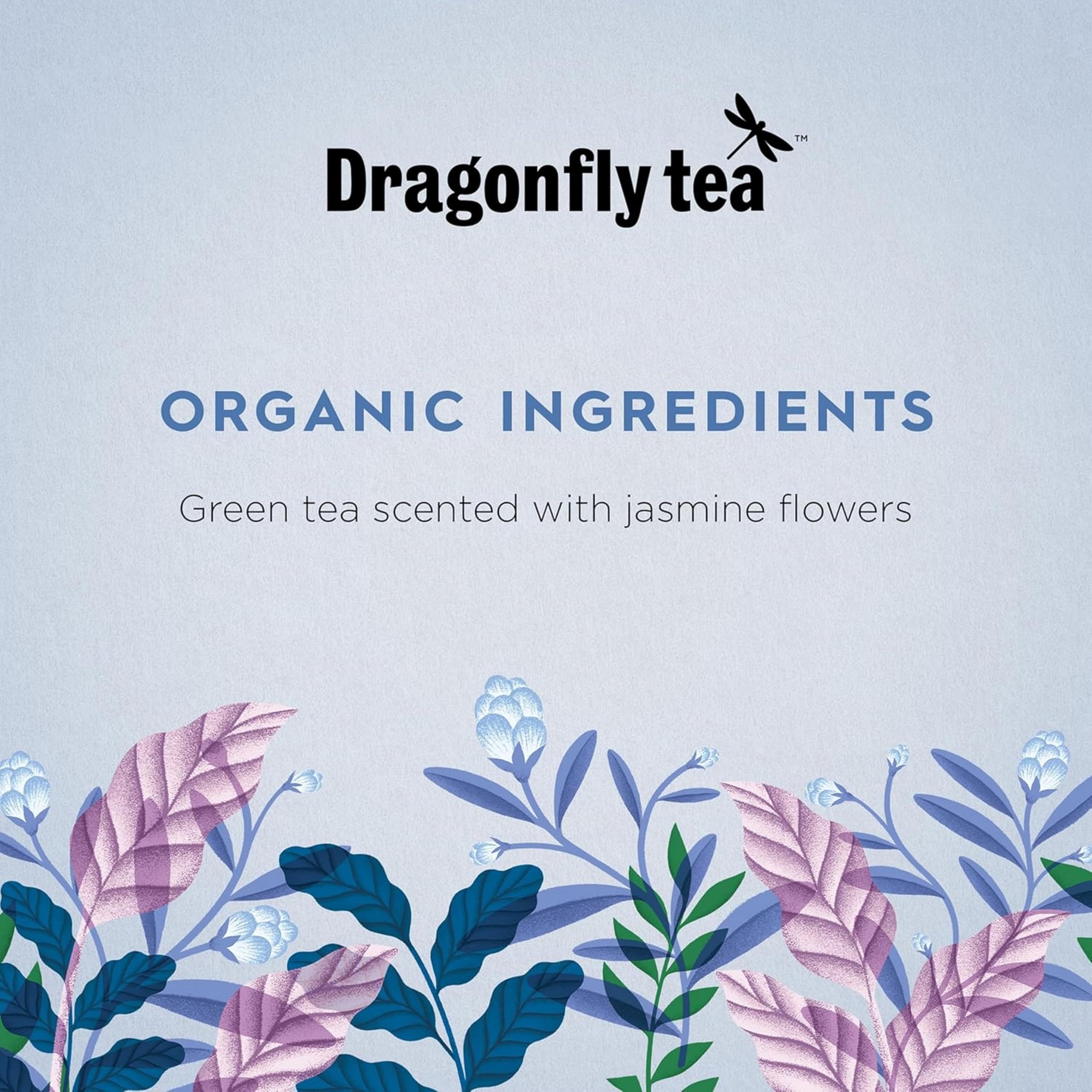 DRAGONFLY Moonlight Jasmine Organic Scented Green Tea, 20 Teabags (Pack of 4)