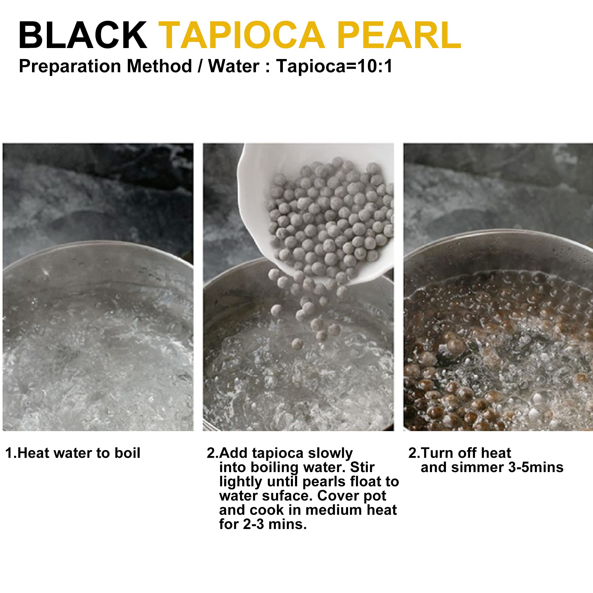 Wu FuYuan Black Tapioca Pearls 1kg - Bubble Tea Boba Pearls 10