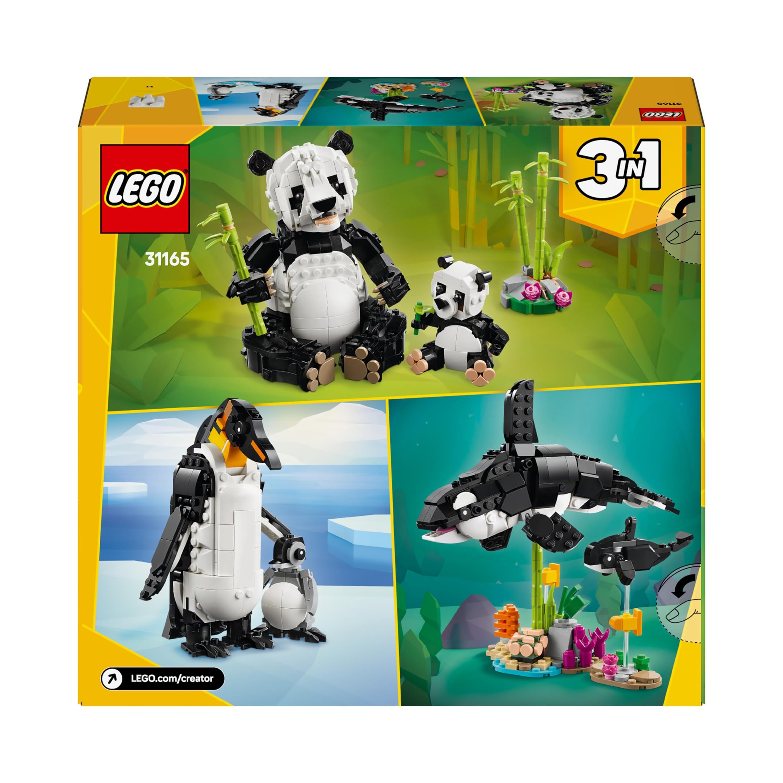 LEGO Creator 3in1 Wild Animals: Panda Family Building Set - Rebuilds into Orca & Penguin 9