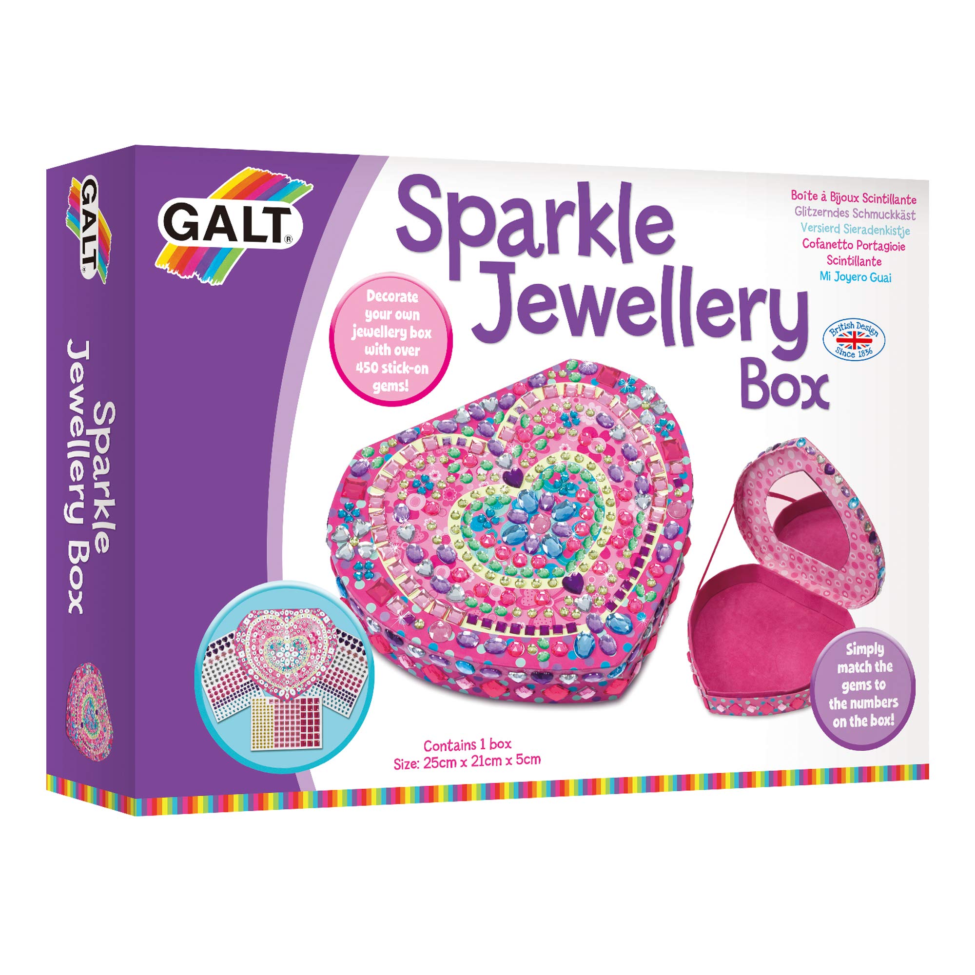 Galt Sparkle Jewellery Box Craft Kit - Gem by Number Decorating | Ages 6+