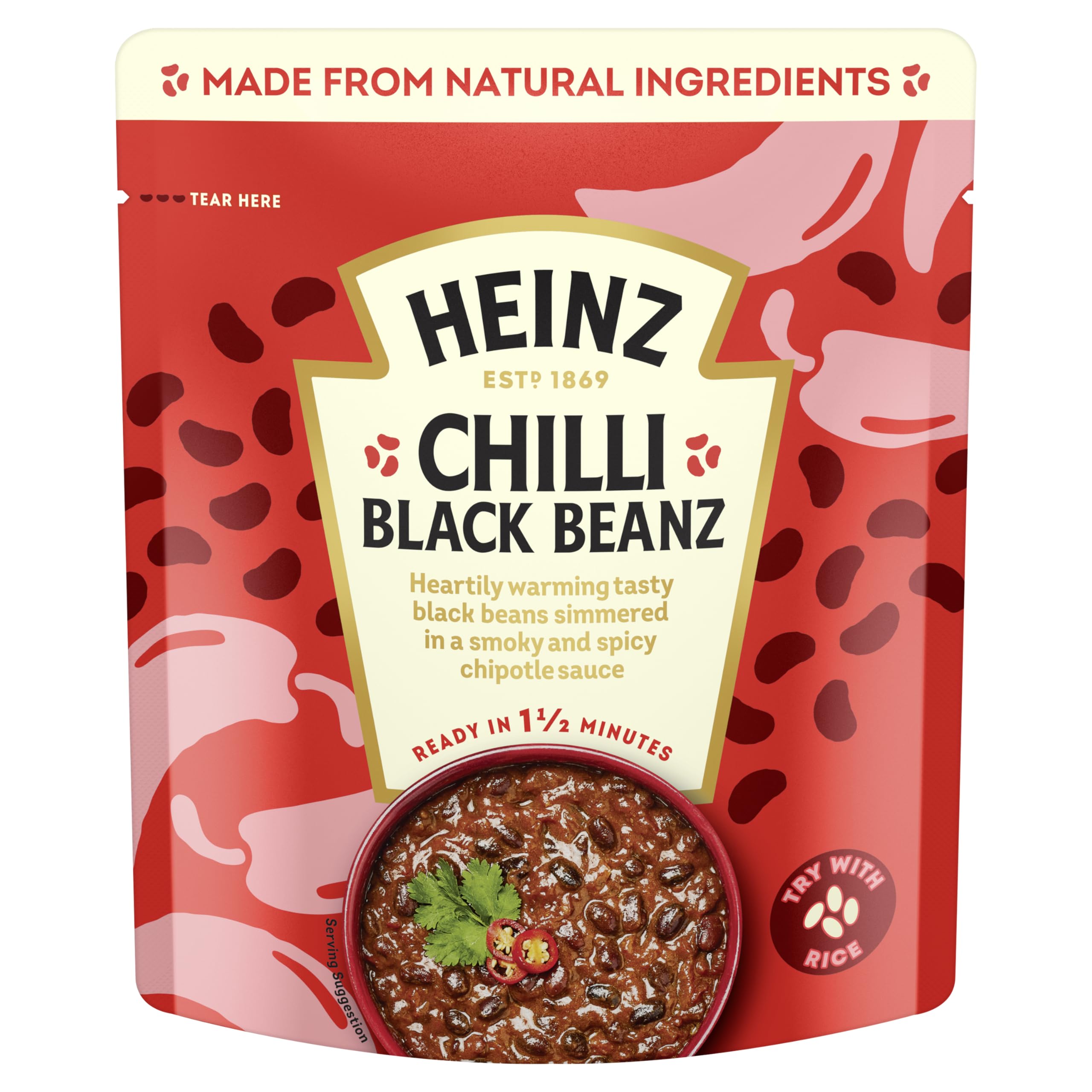 HEINZ Chilli Black Beans with Chipotle Chilli - Meal for One | Source of Protein | Ready in 1.5 Mins 1