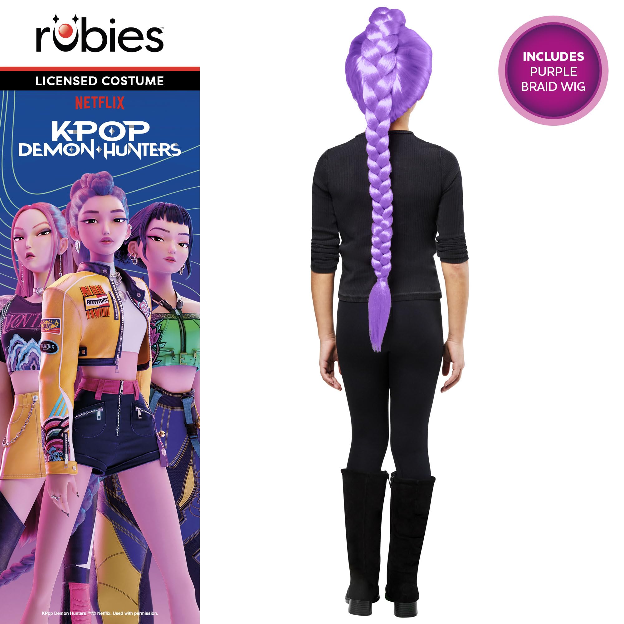 Rubies Official K-Pop Demon Hunters Rumi Wig - Purple Kids Costume Accessory | One Size 2