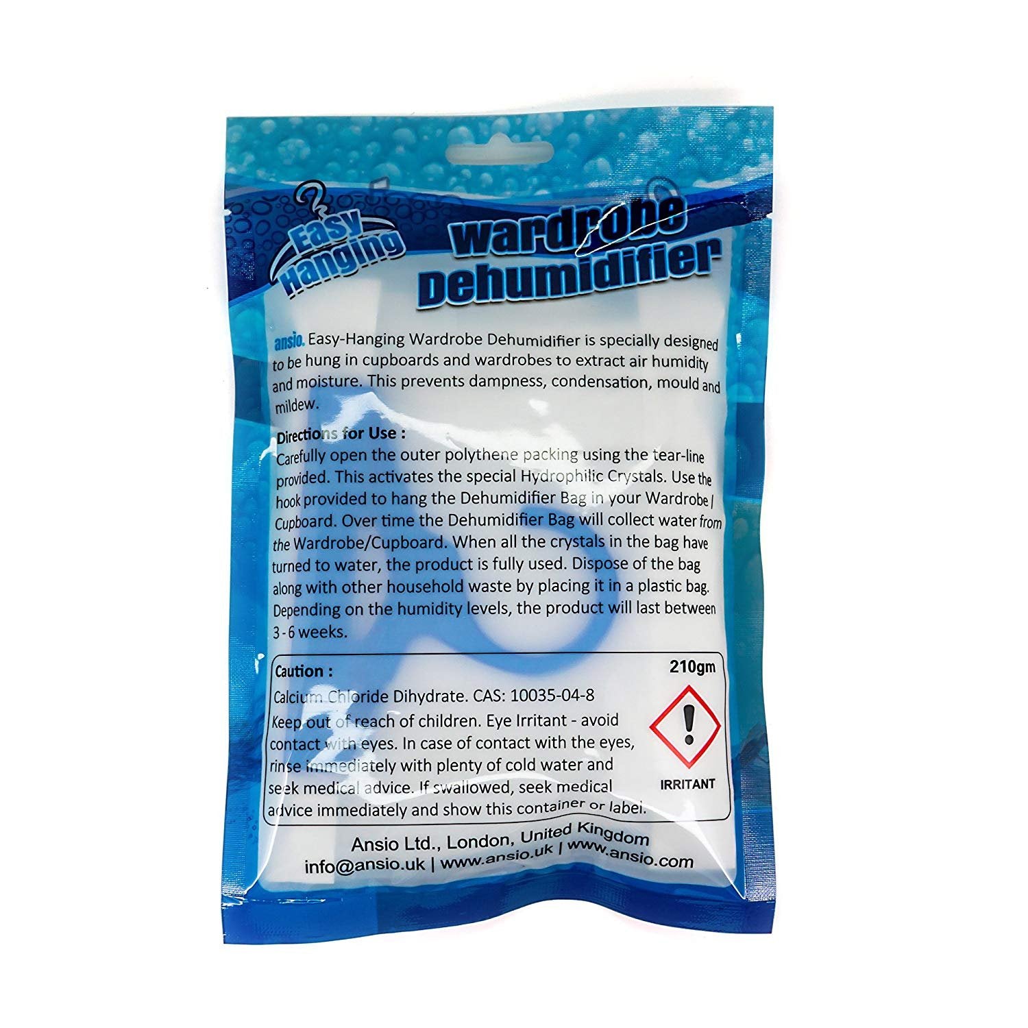ANSIO Wardrobe Dehumidifier Disposable Hanging Bags - Pack of 6 | Removes Damp & Condensation 7