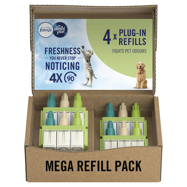 Febreze 3Volution Air Freshener Plug-In Refills, 4 Refills (20ML x 4), Pet Odour Control