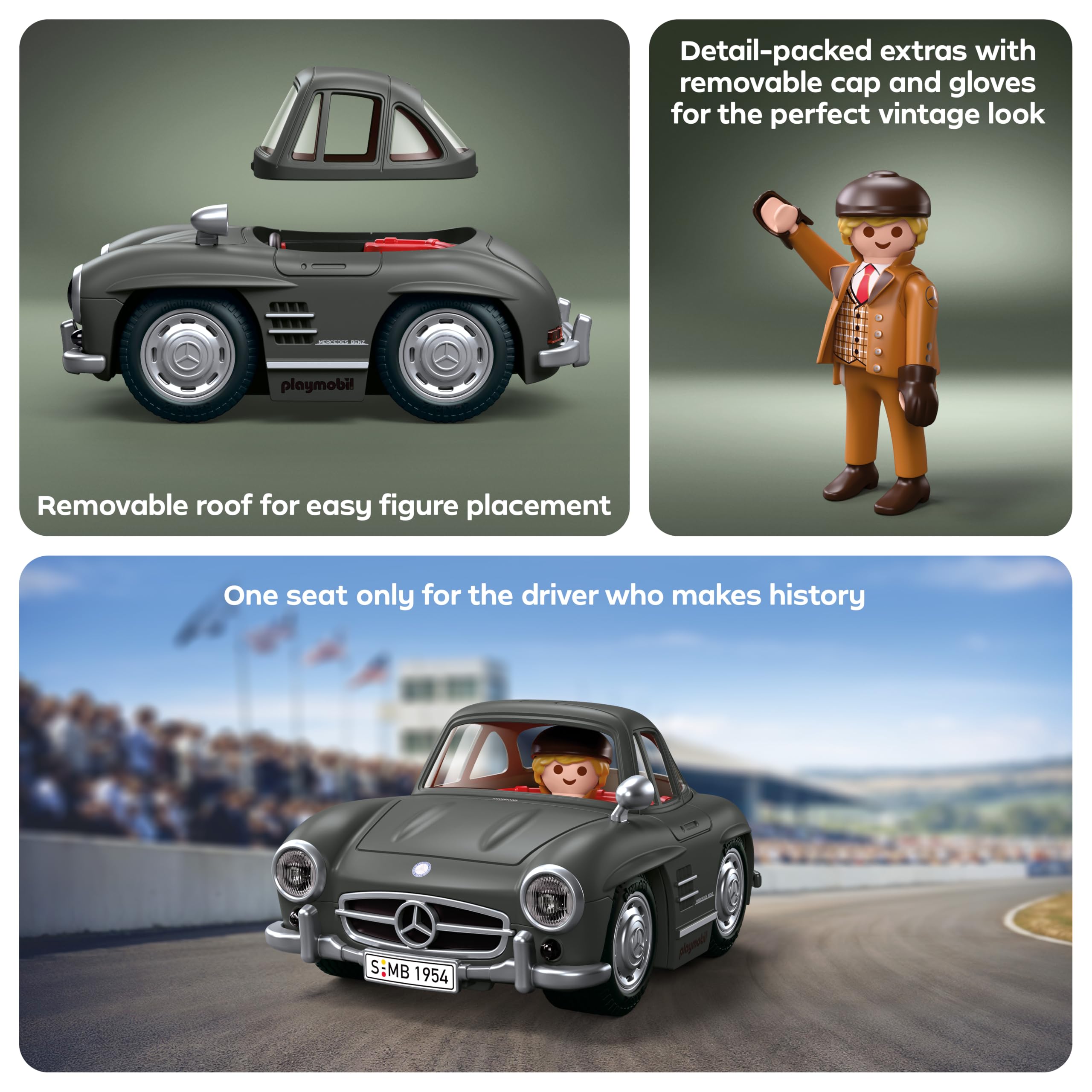 Playmobil Mercedes-Benz 300 SL Icon Cars - Collector's Edition Sports Car with Figure | Ages 4+ 5
