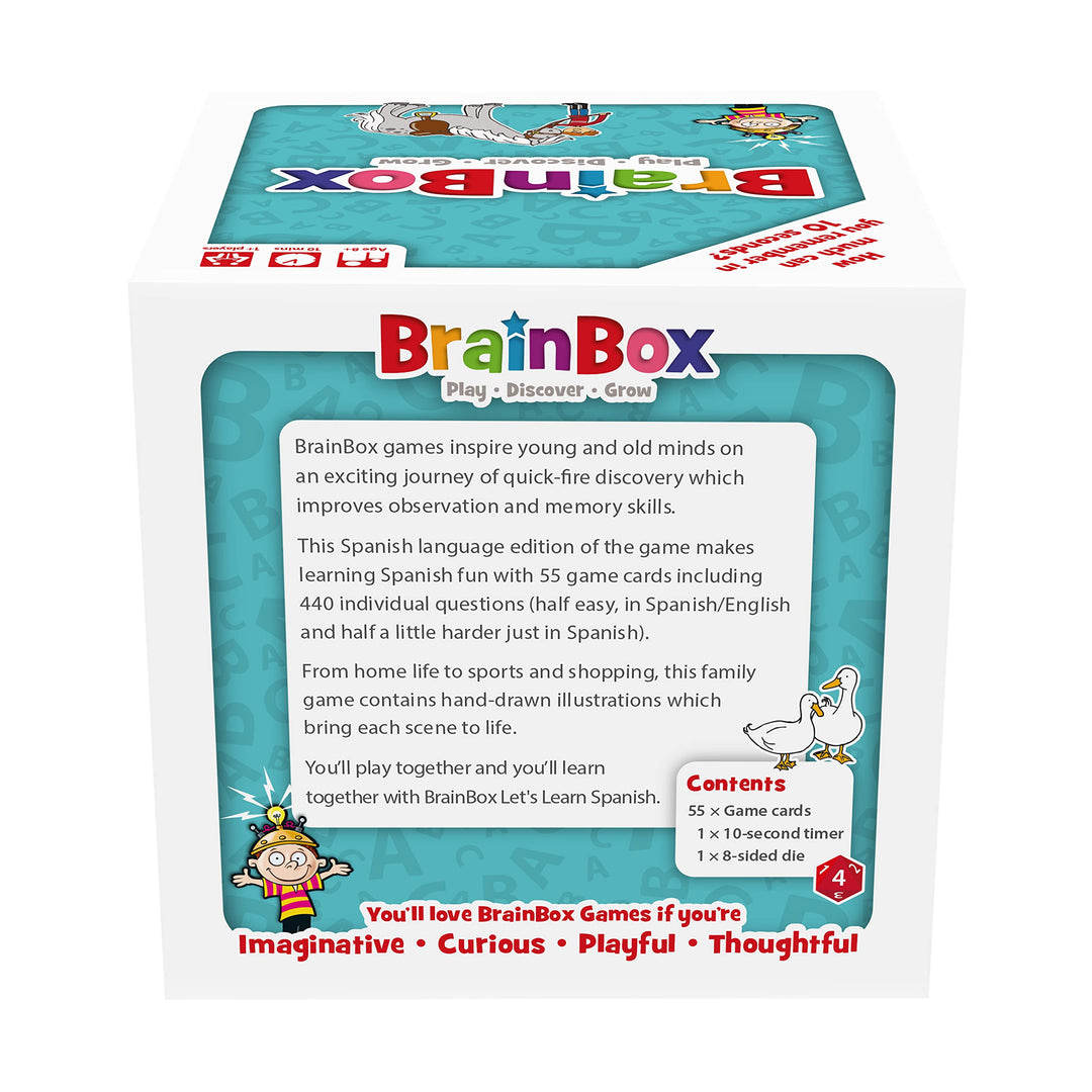 Brainbox Let's Learn Spanish Card Game for Ages 8+ | 1+ Players | 10 Minute Play