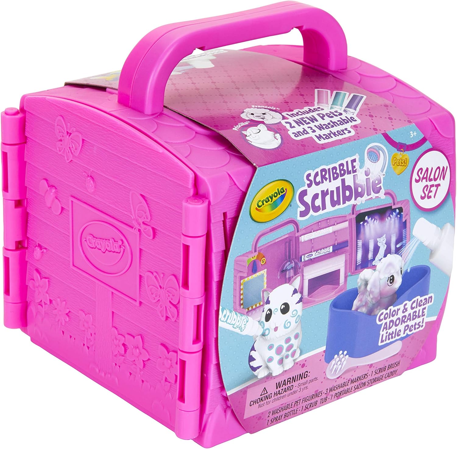Crayola Pets Beauty Salon Playset - Flocked Dog & Cat Figurines with Washable Markers 3
