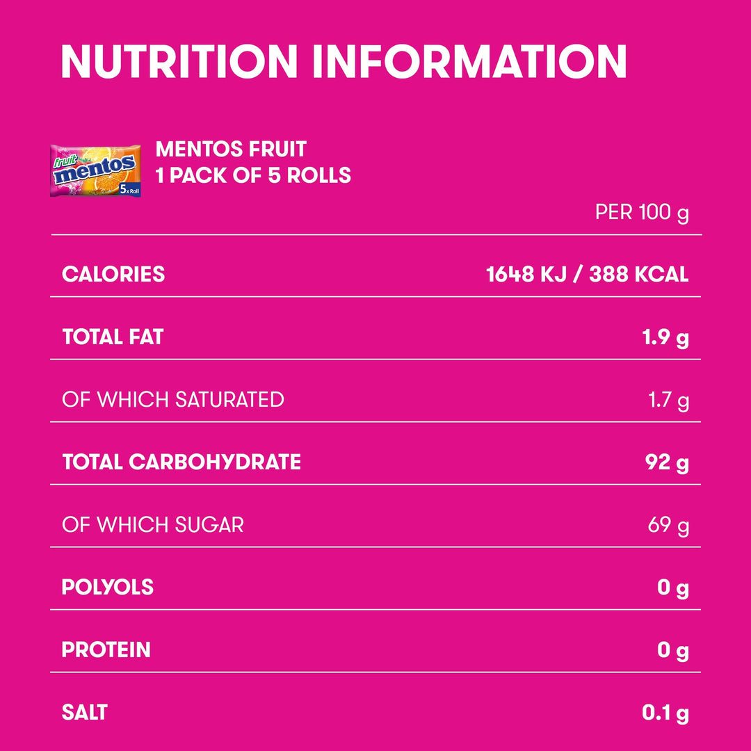 Mentos Fruit Flavoured Soft Chews, Natural Colours, 5-Pack Party Sweets