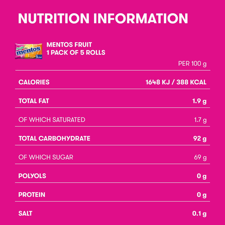 Mentos Fruit Flavoured Soft Chews, Natural Colours, 5-Pack Party Sweets