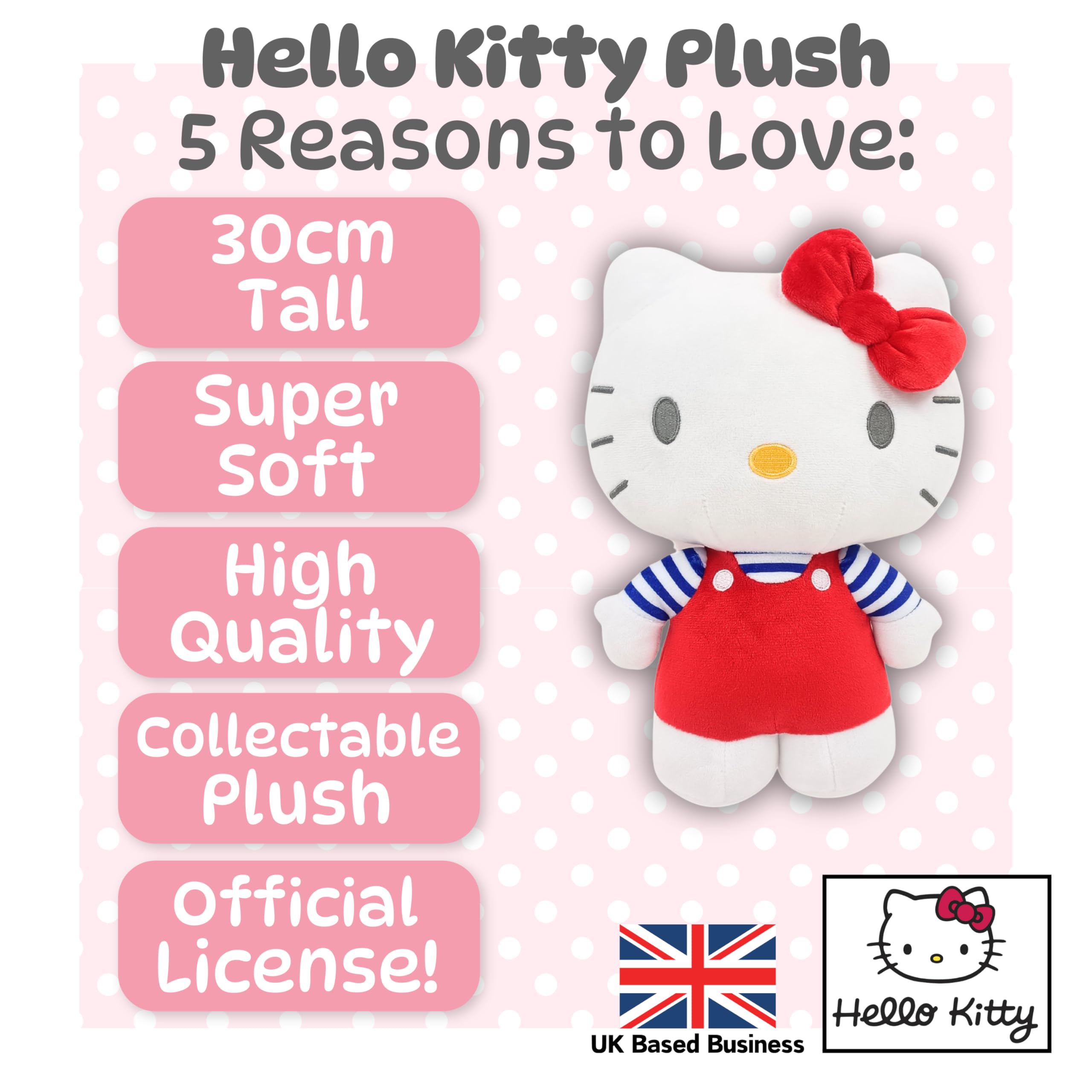 Hello Kitty Official Plush - 30 CM Large Standing Red 8