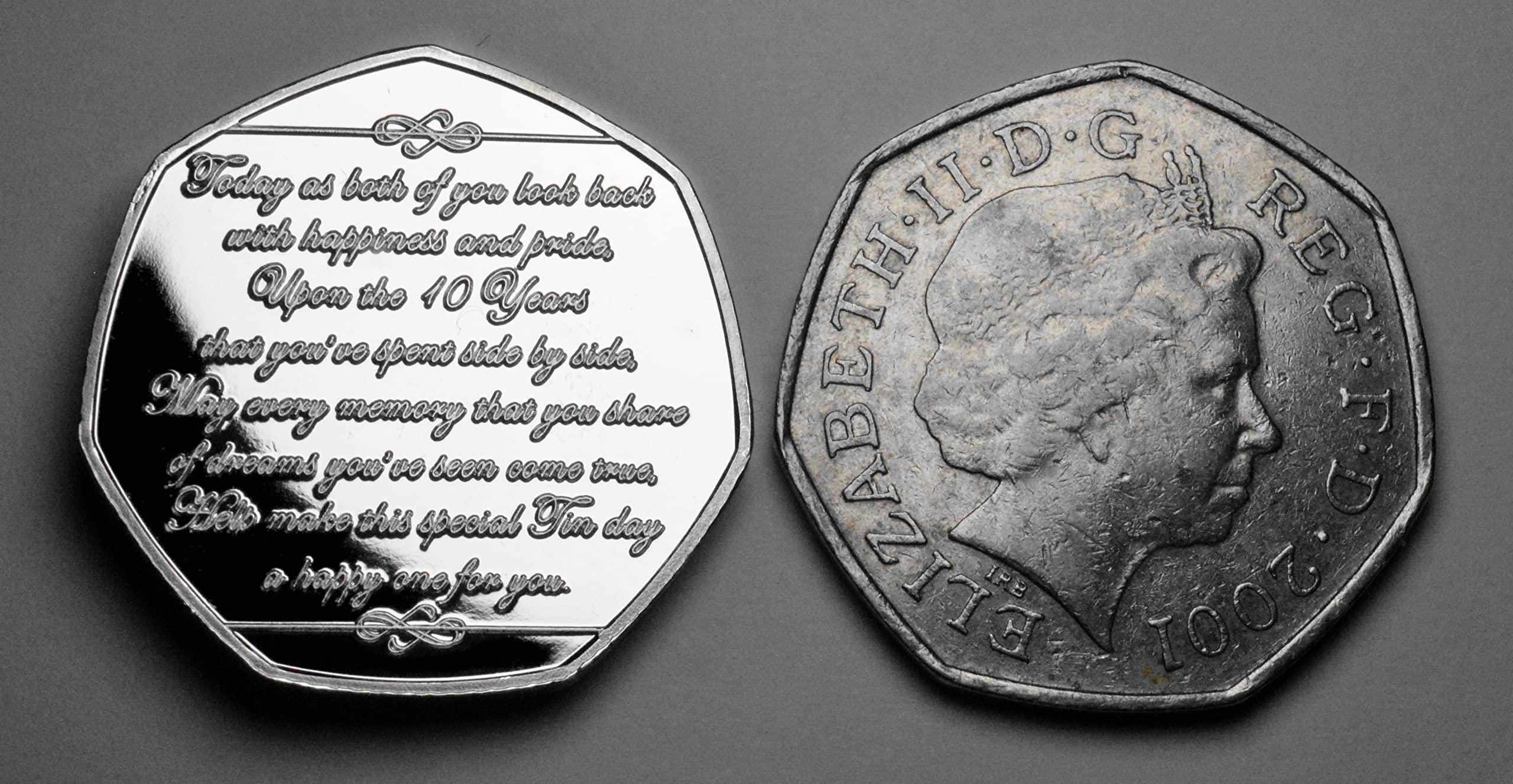 The Commemorative Coin Company 10th Tin Wedding Anniversary Silver Commemorative Coin | 999 Silver Plated | Proof Quality 7