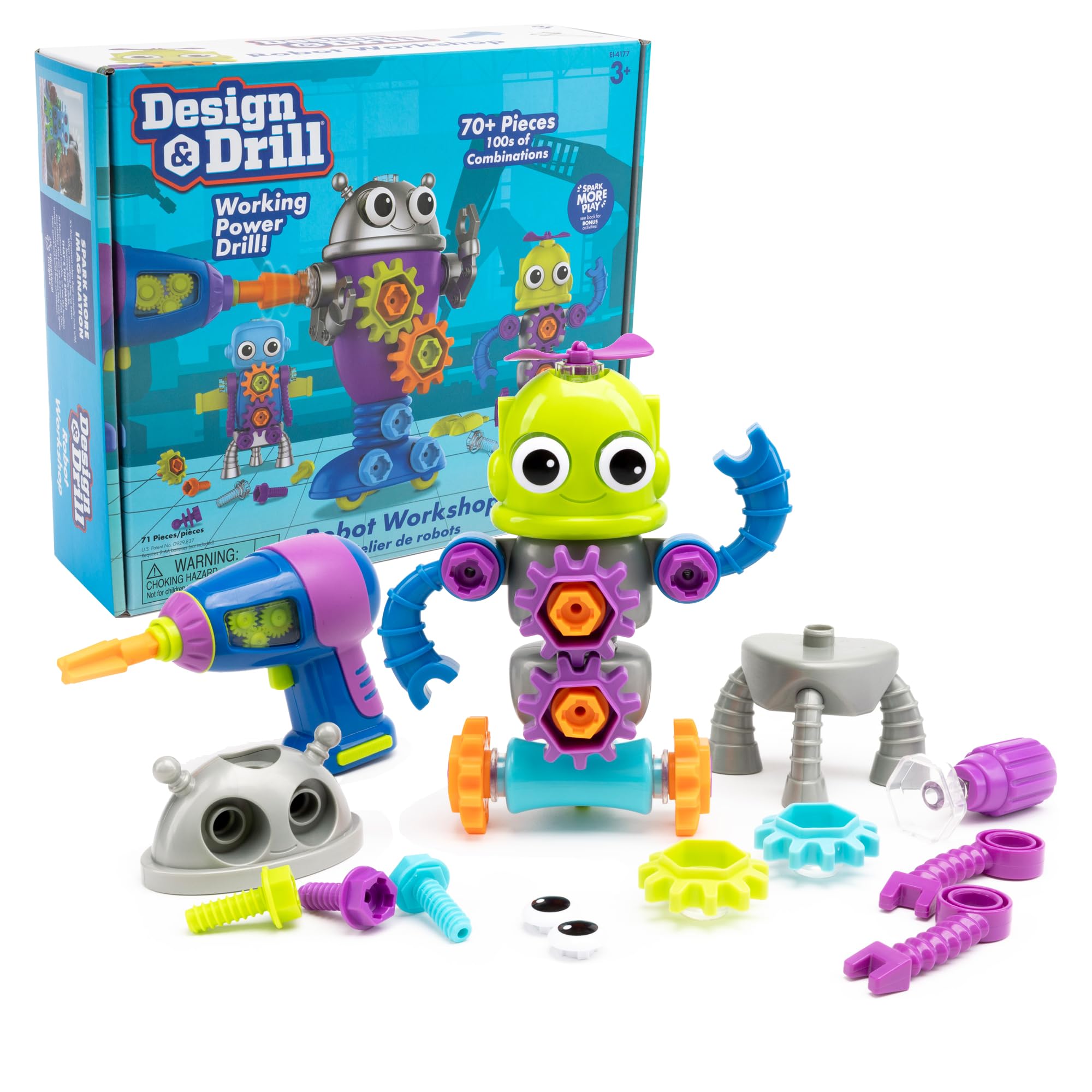 Educational Insights Design & Drill Robot Workshop Building Set | Ages 3+ | 70+ Pieces