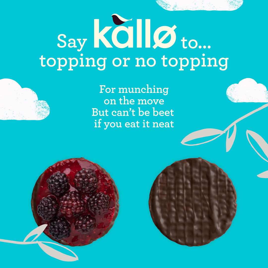 Kallo Dark Chocolate Mini Rice Cakes - Gluten Free Snack, 9 x 84g