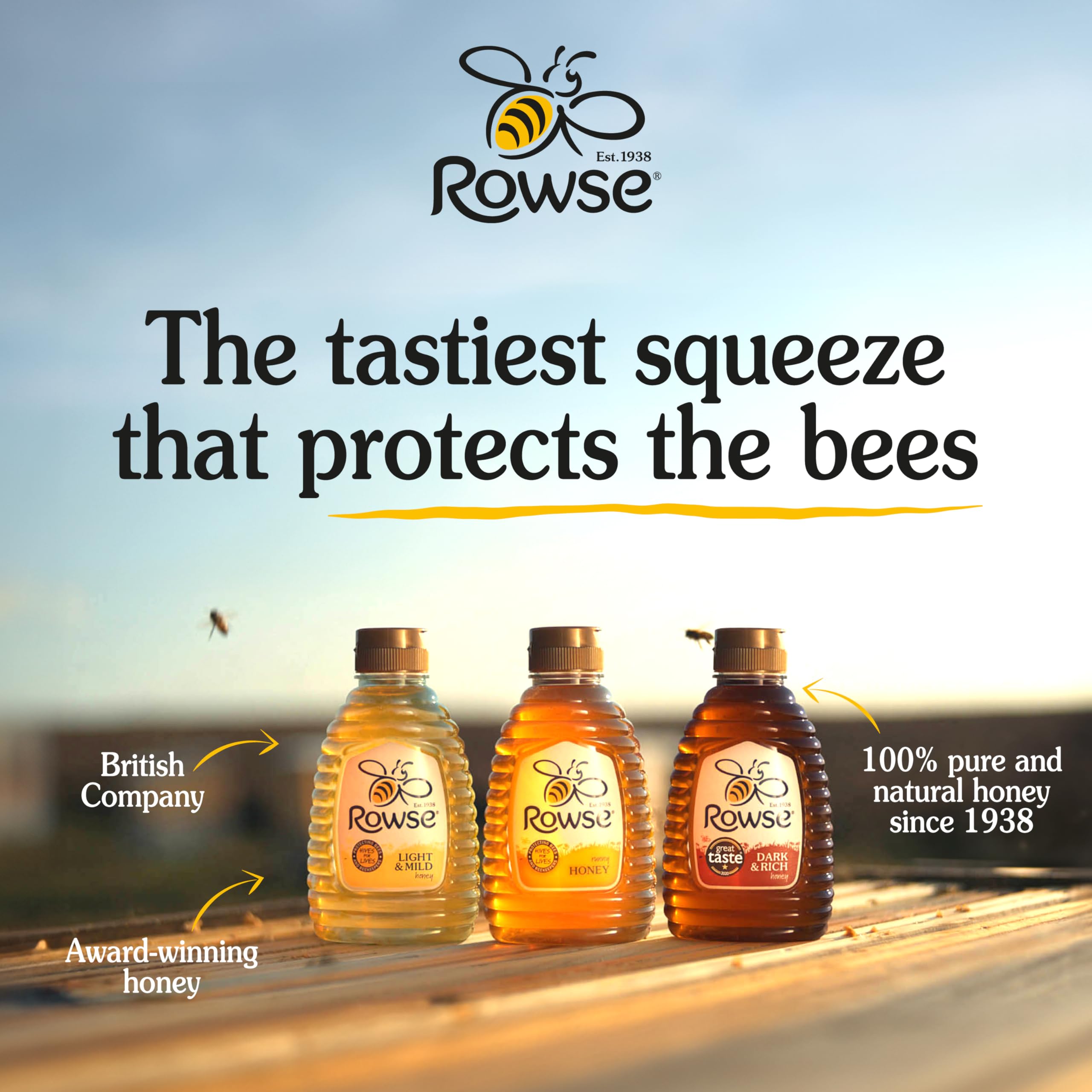 Rowse Organic Honey - 100% Pure & Natural Squeezy Bottle | 340g 3