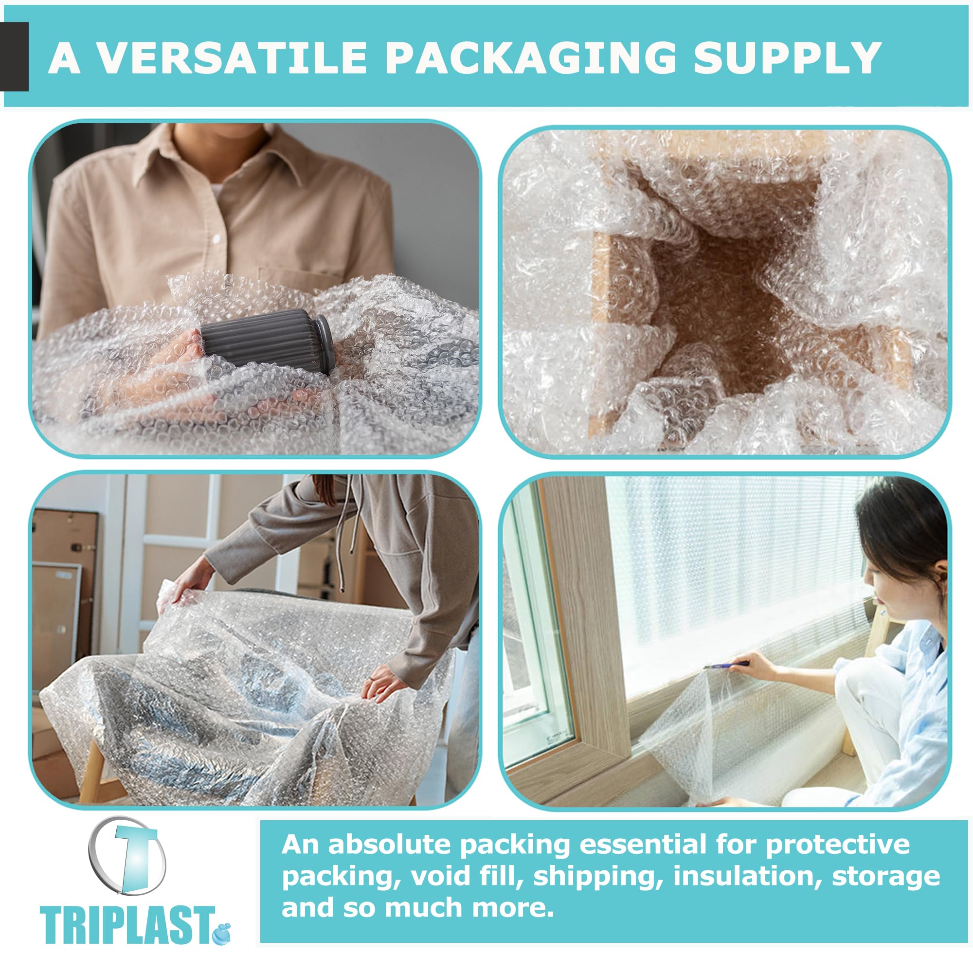 Triplast Bubble Wrap Roll - 500mm x 50m | 30gsm Thickness | Small 10mm Bubbles 5