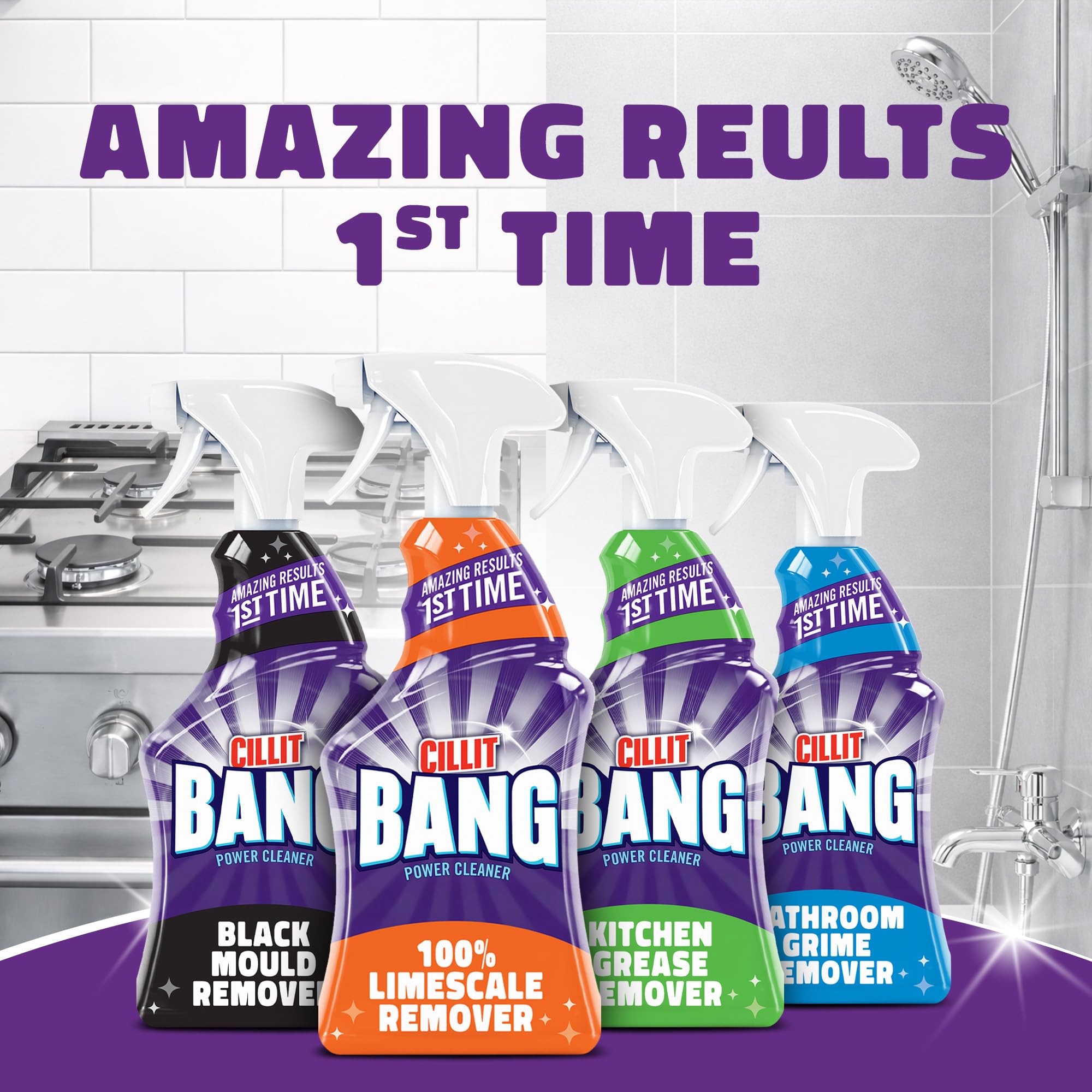 Cillit Bang Limescale Remover Spray - 1000ml | Kills 99.9% of Viruses | Streak-Free Shine 7