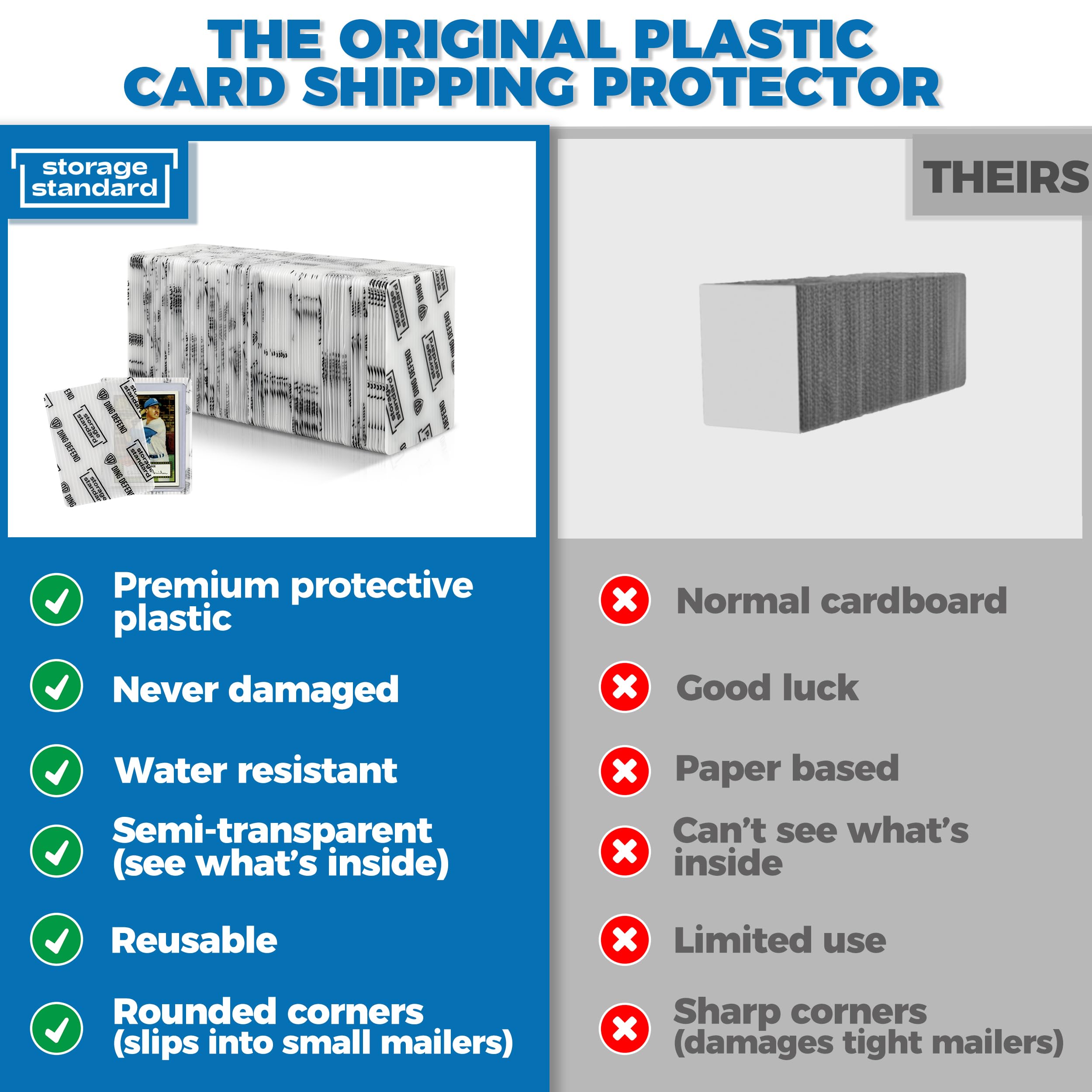 Storage Standard Trading Card Shipping Protectors - 110 Pack, 3.5'' x 4.5'' Padded Plastic Sleeves 2