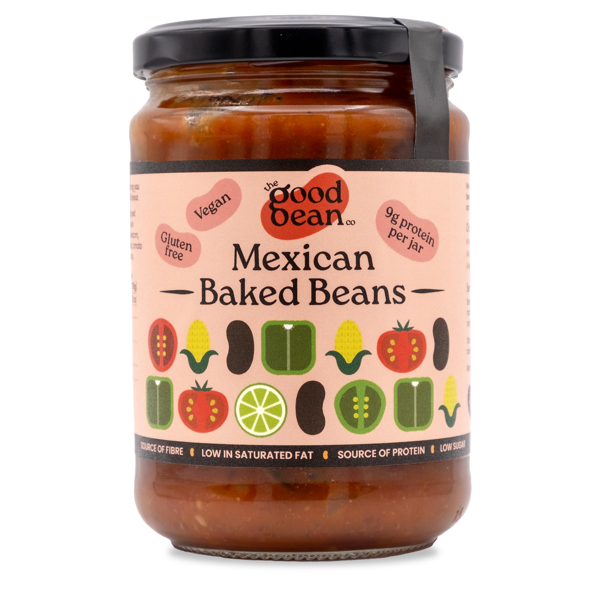 The Good Bean Co Mexican Baked Beans 350g - Spicy Black Beans in Smoky Chilli Sauce